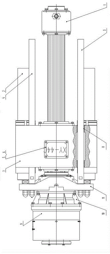 Power head of vertical shaft type rock core drilling machine