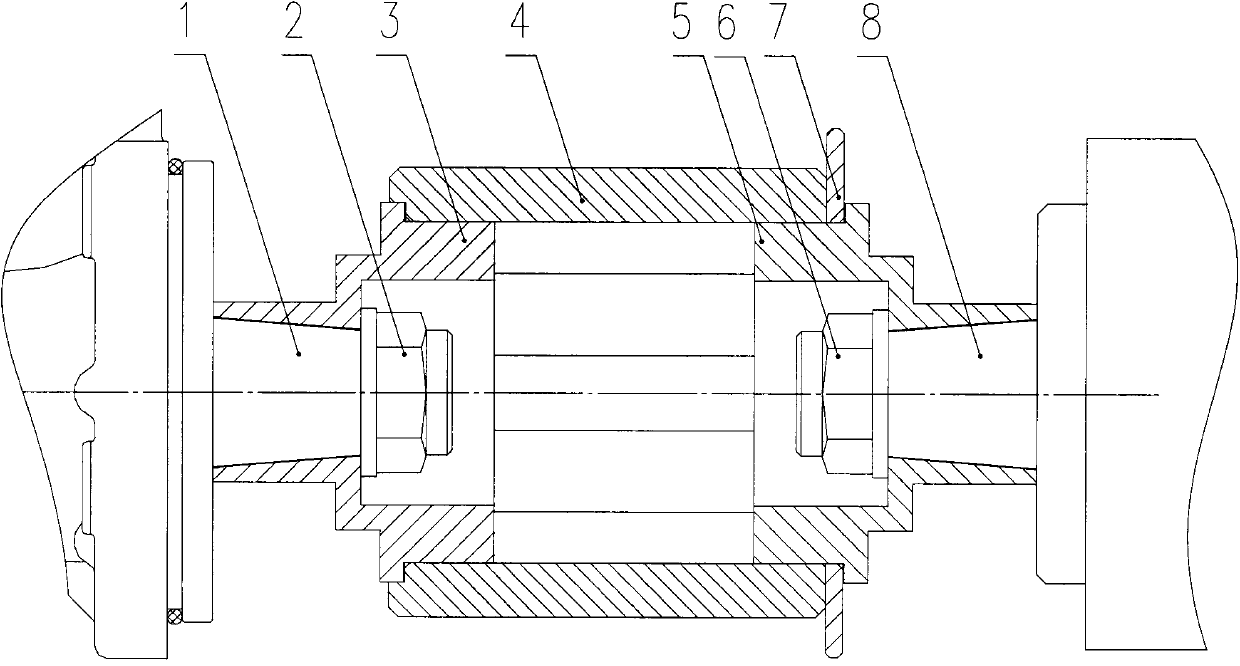 Cross elastic connection device of high-pressure pump shaft and transmission shaft of engine