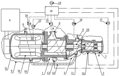 A single-unit two-stage variable-frequency screw compressor with adjustable internal volume ratio