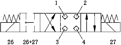 Plate-type four-position four-way cone valve direct-acting type electromagnetic reversing hydraulic valve