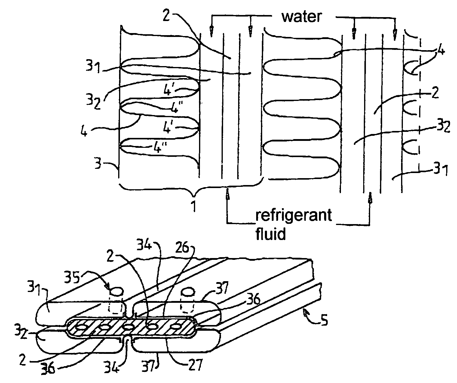 Heating/air conditioning installation for motor vehicle including main module forming fluid-carrying heat exchanger