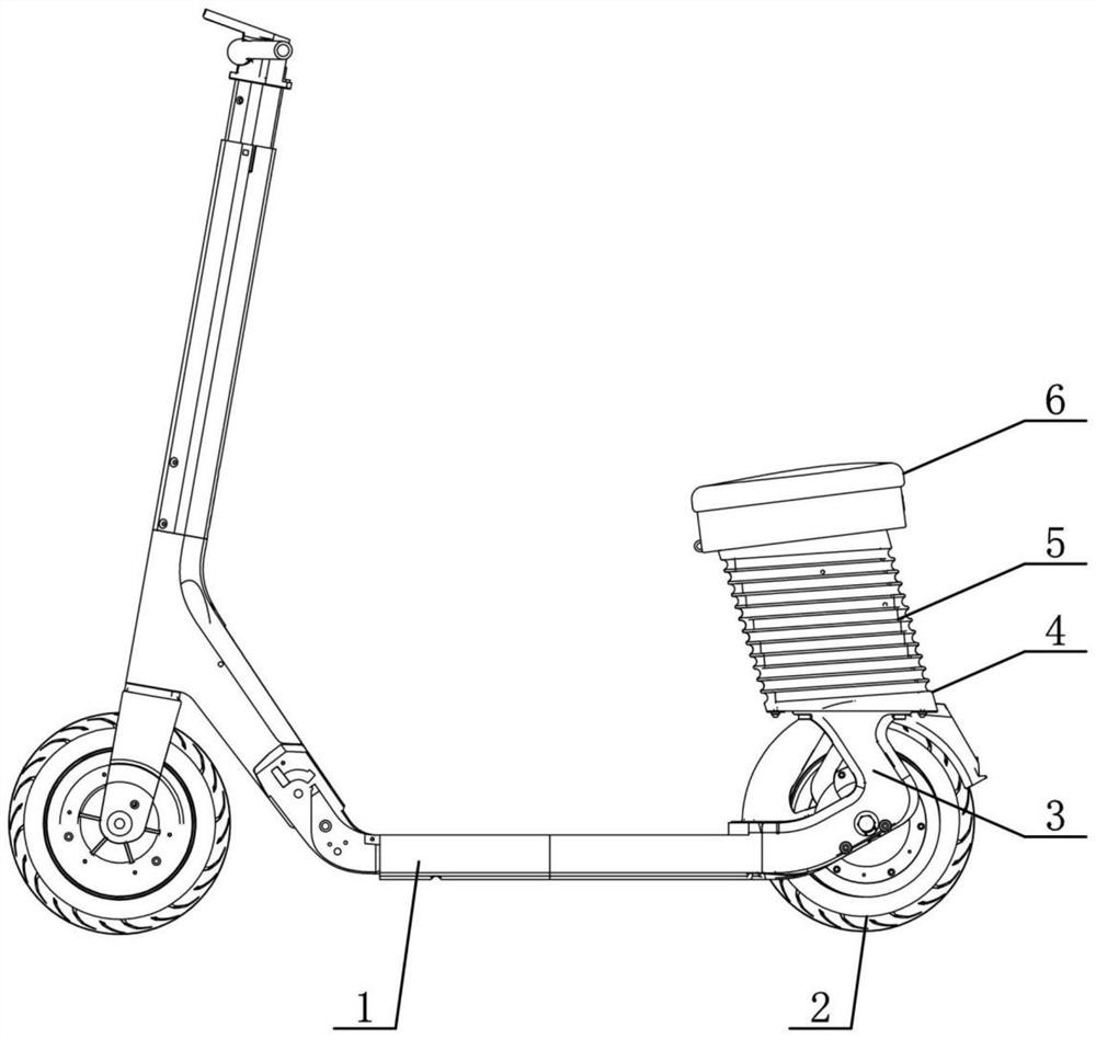 Foldable lifting saddle connecting structure for scooter