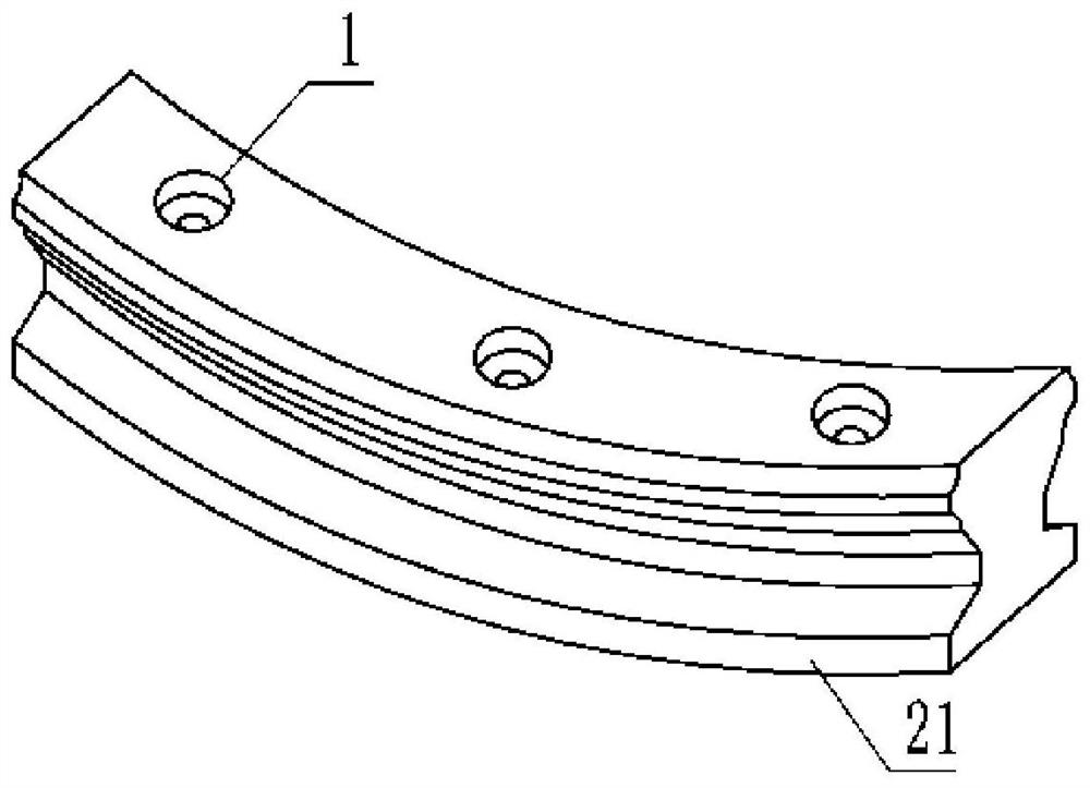 Radial positioning mechanism and radial position adjusting method of arc rolling guide rail