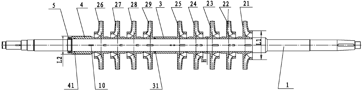 Balance structure of rotor for starting water feeding pump