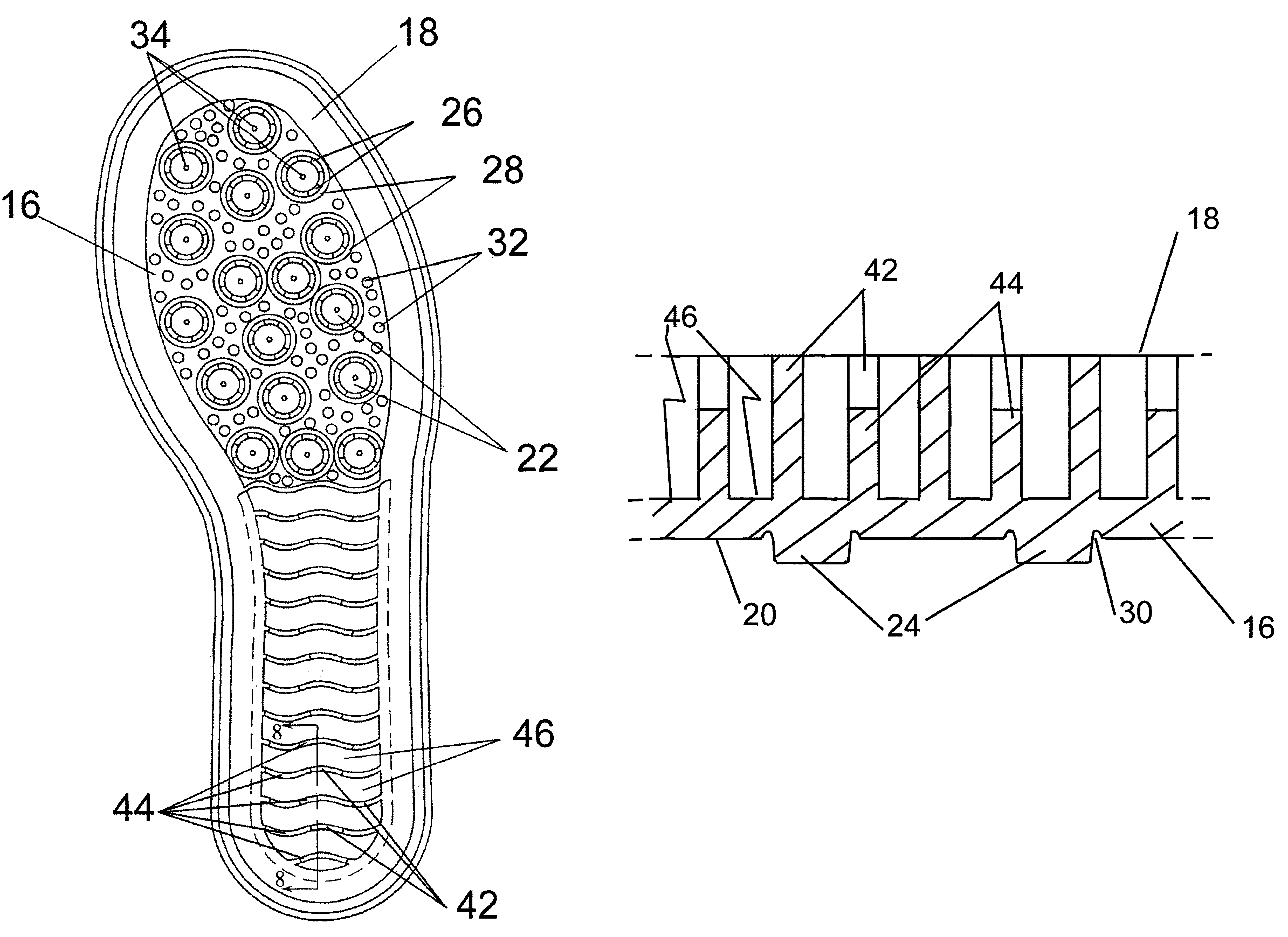 Shock-absorbing device for footwear