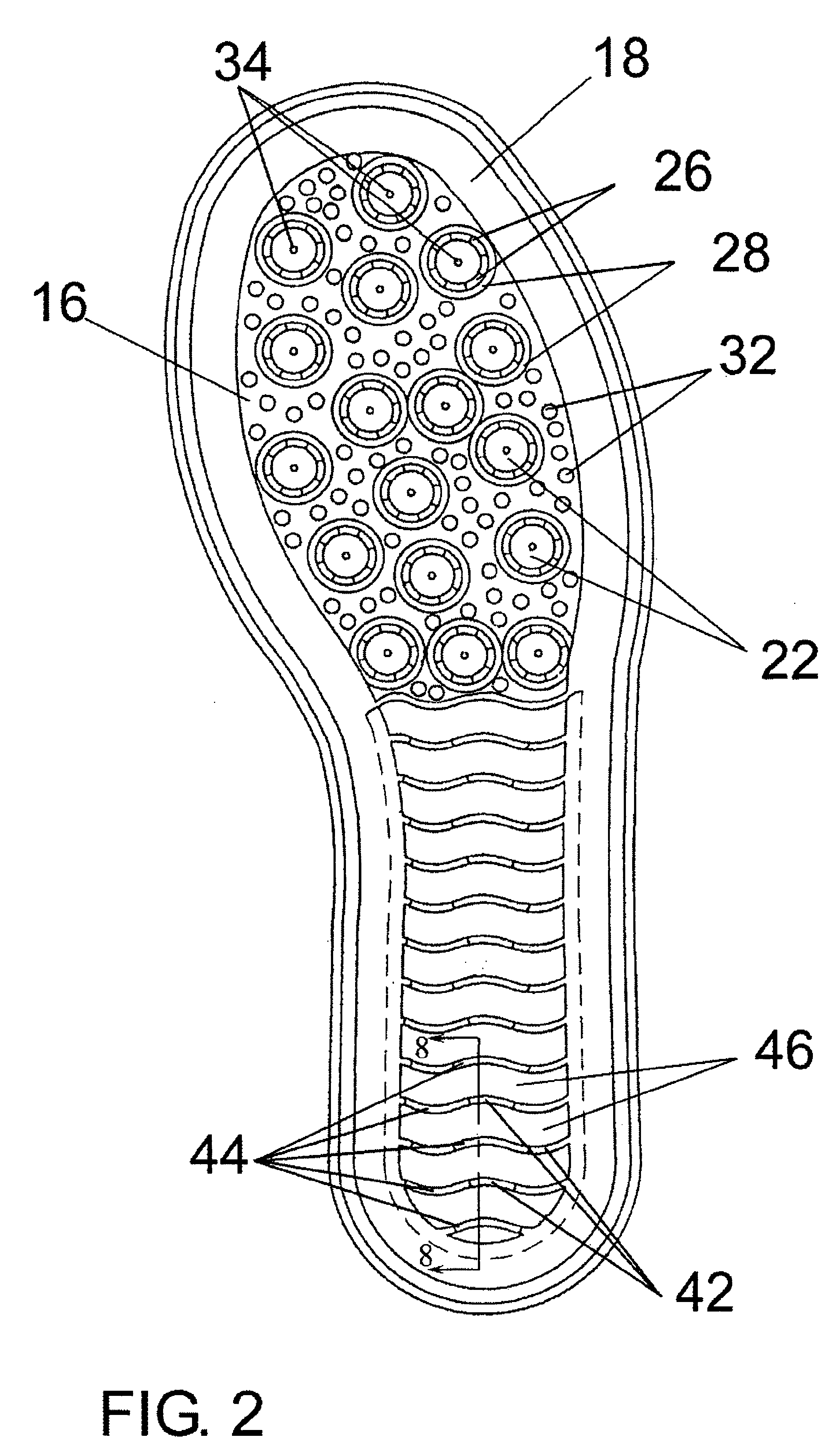 Shock-absorbing device for footwear