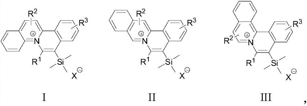 Organic dye compounds with quinolinium ion skeleton structures and preparation method and application thereof