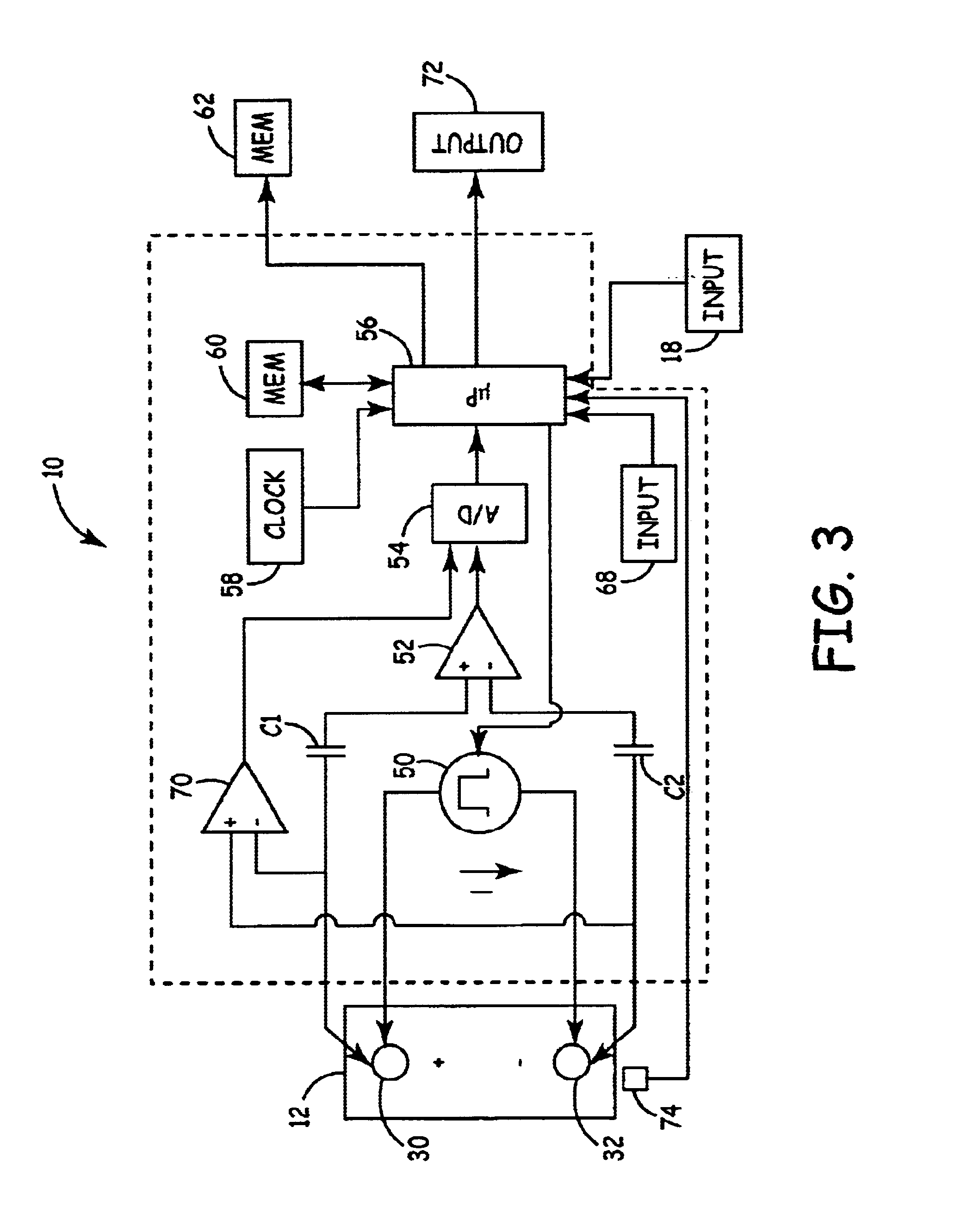 Battery tester with battery replacement output