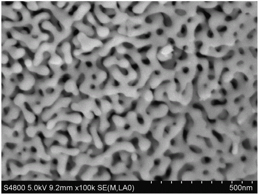 Three-dimensional nanometer porous copper/two-dimensional cuprous oxide nanosheet array type lithium ion battery negative electrode and one-step preparation method thereof