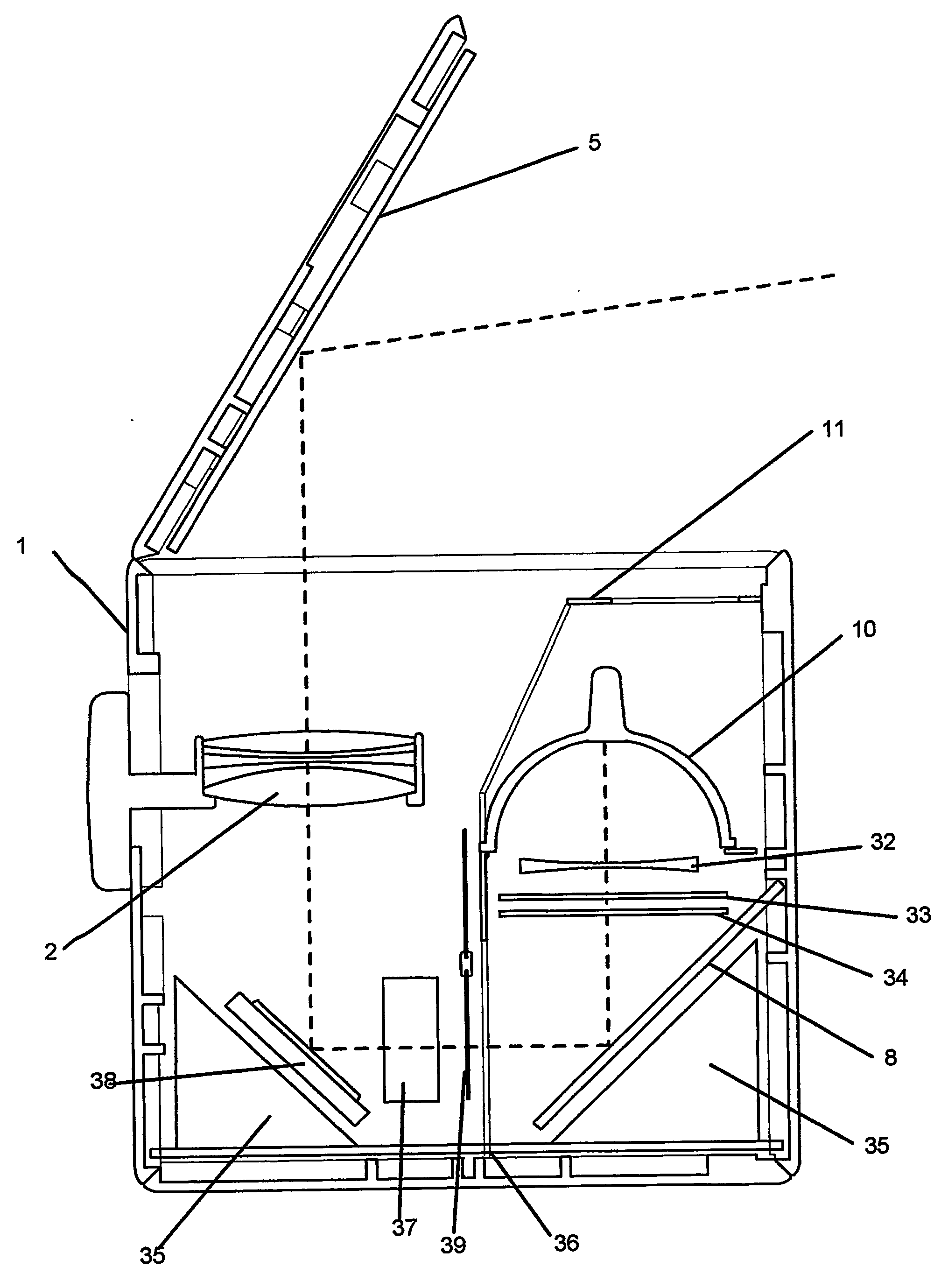 Cube shaped lamp and projection device for single slide or digital projection