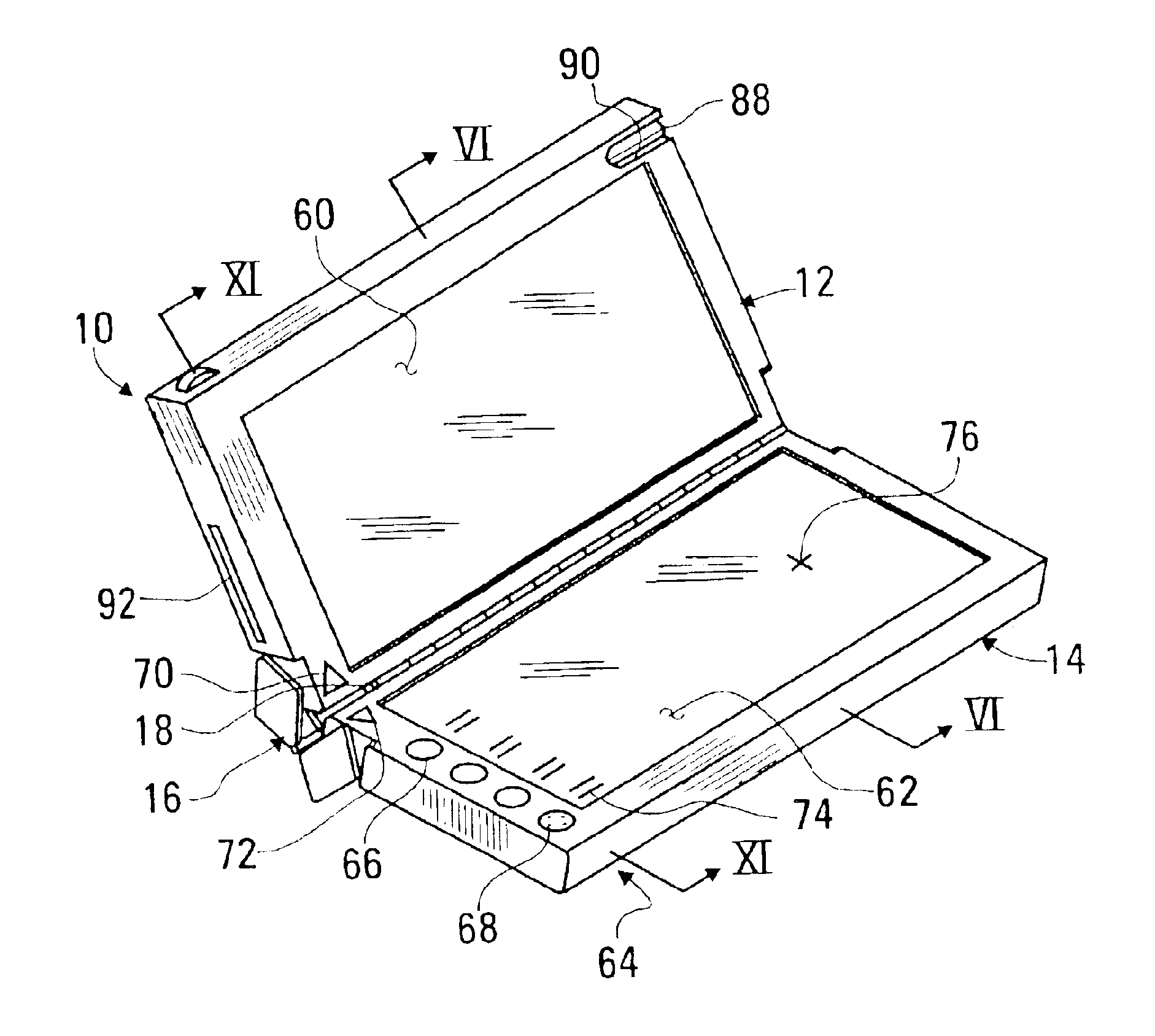 Portable computer having a split screen and a multi-purpose hinge