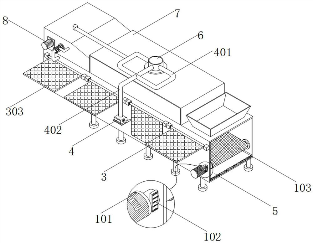 Speed-adjustable stainless steel chain plate type boiling water enzyme deactivation machine