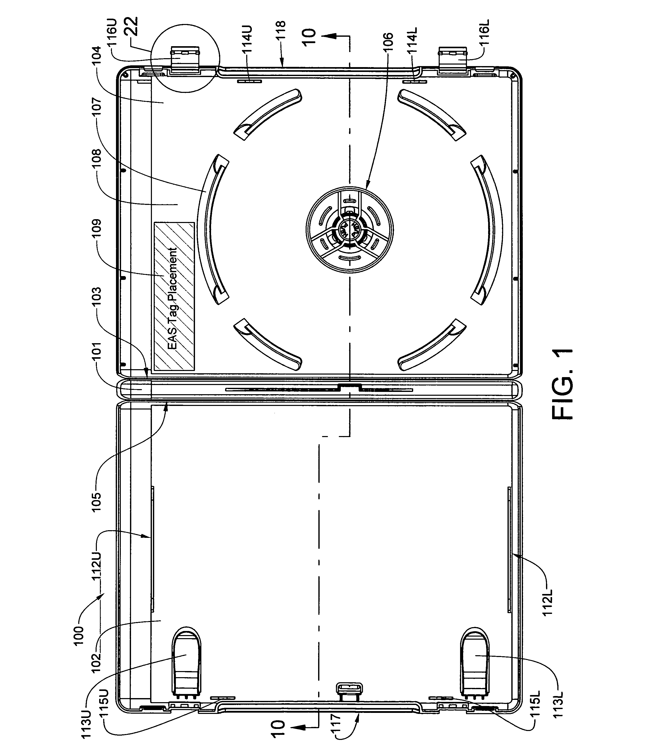 Injection molded case for optical storage discs