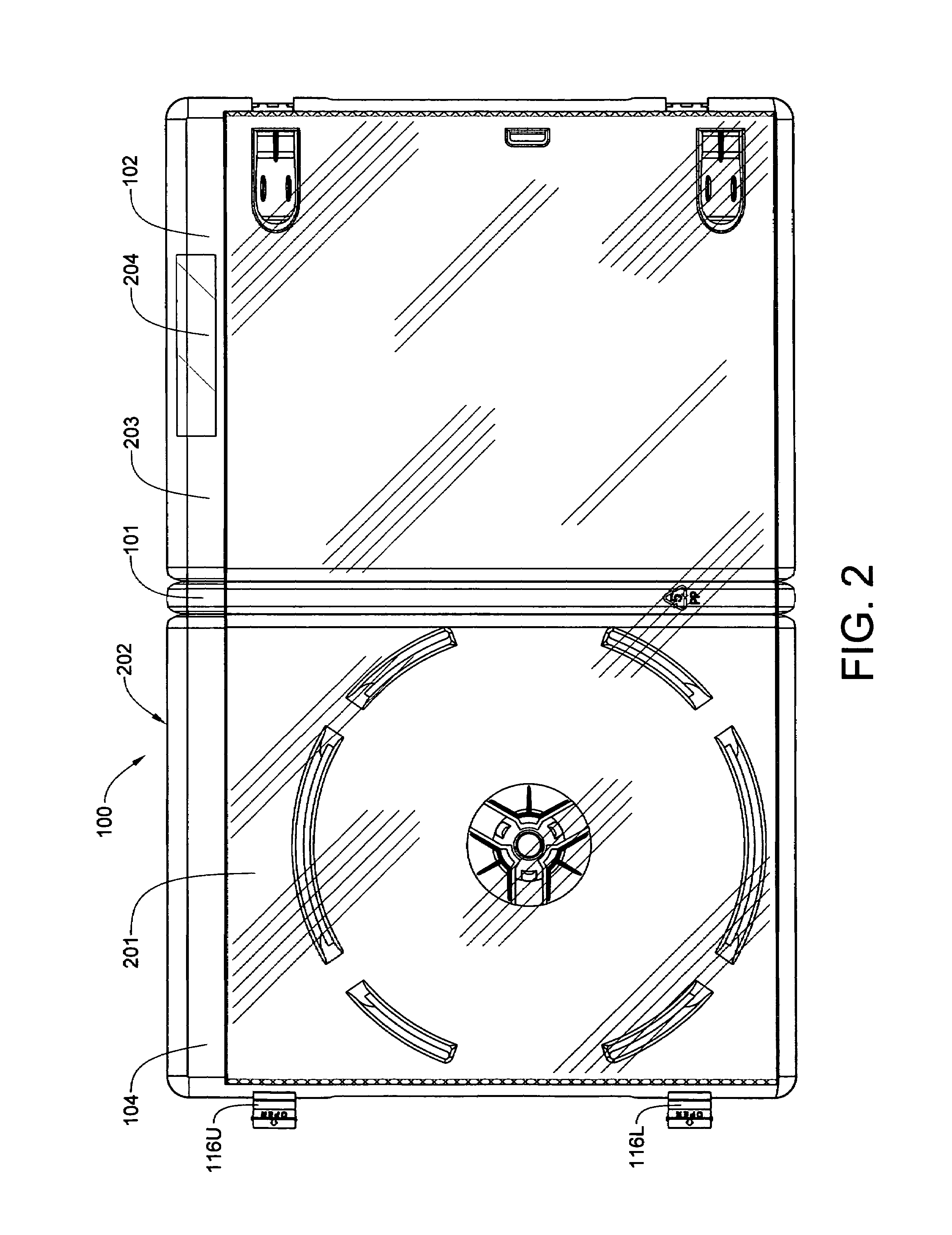 Injection molded case for optical storage discs