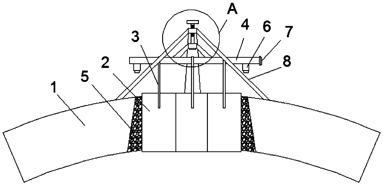 Glass kiln arch top repair auxiliary device