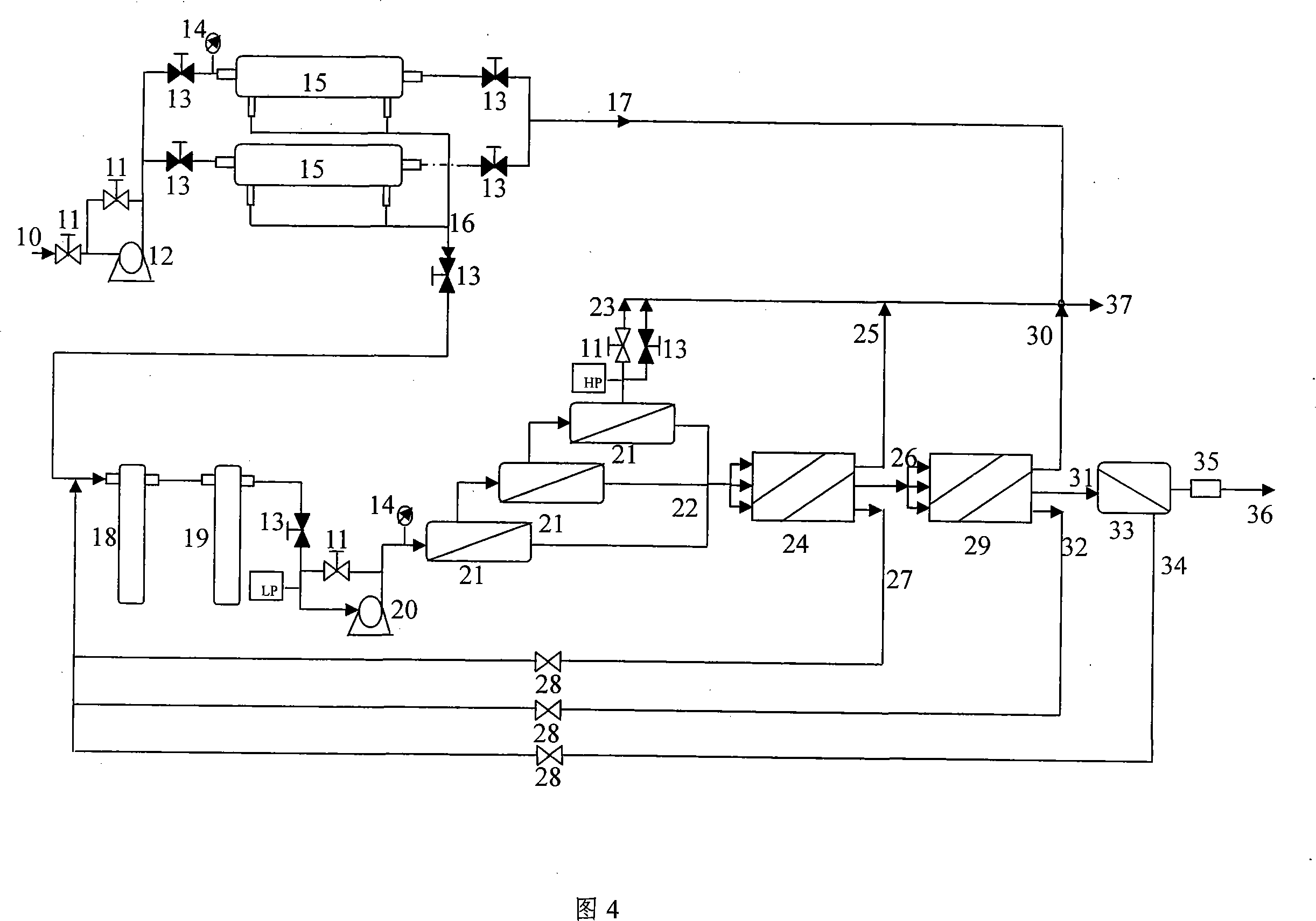 Method and device for producing water used for medicine preparation by collective film separation and electric deionizing