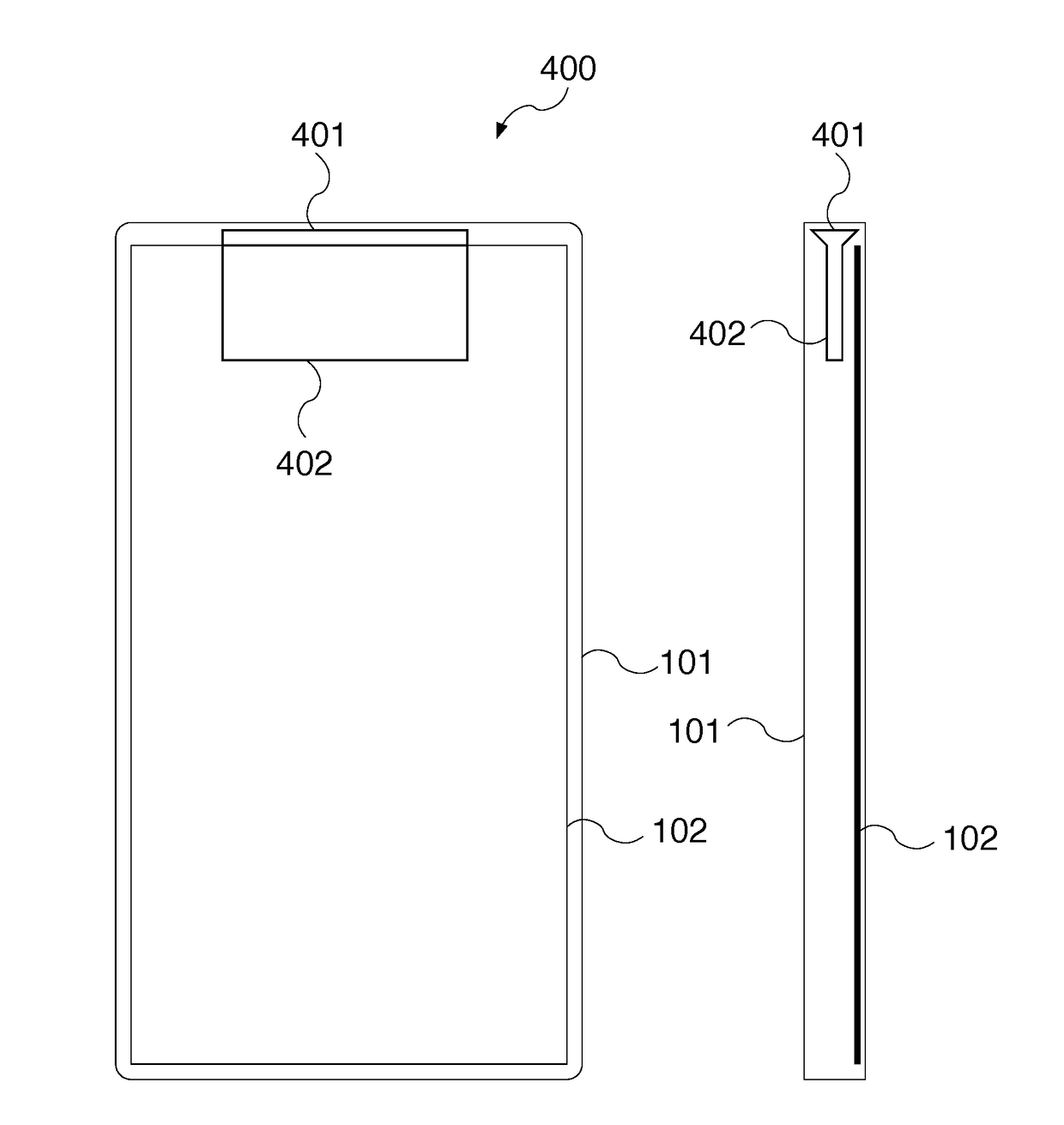 Mobile device with increased screen area