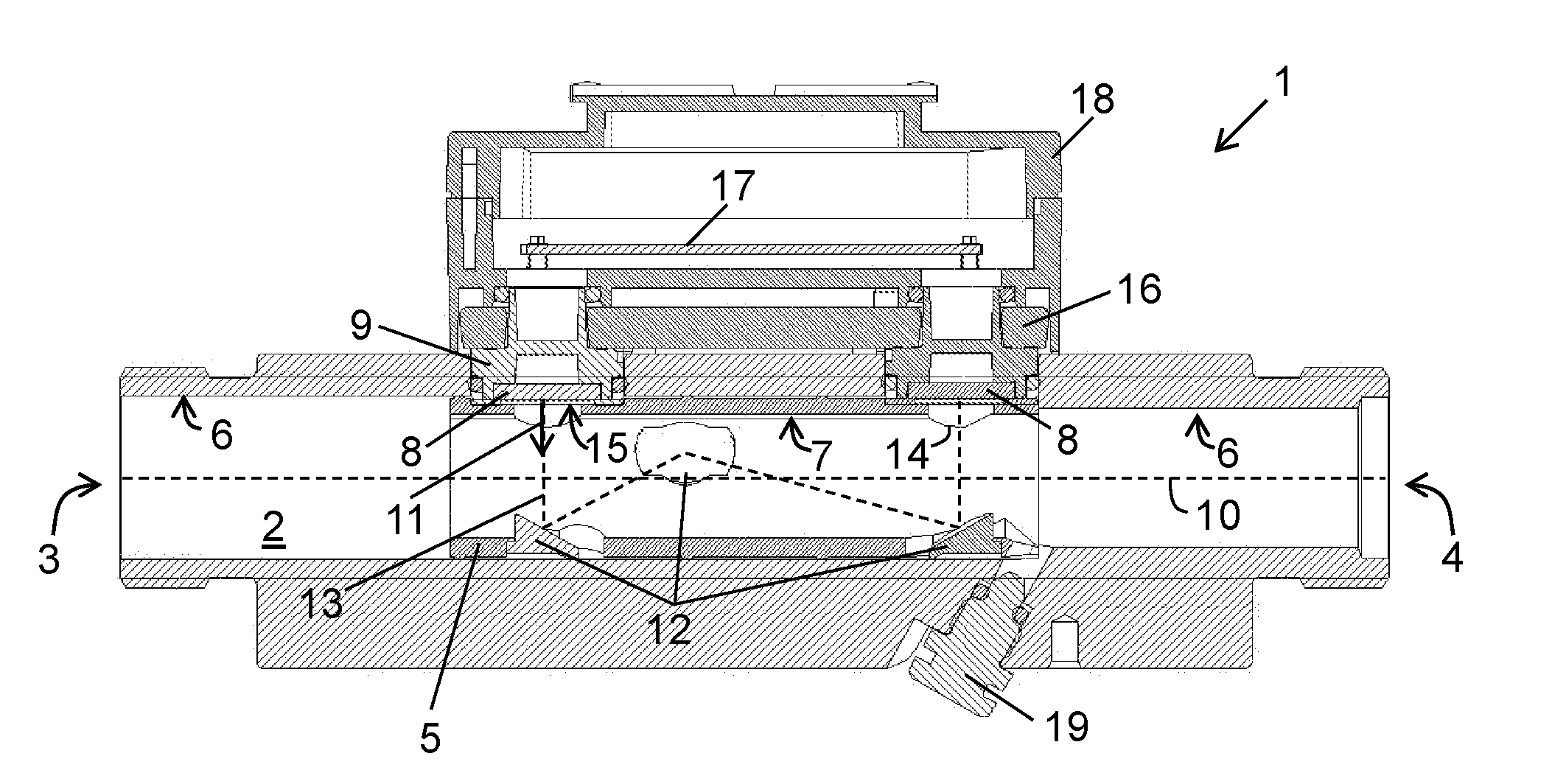 Flow meter with protruding transducers