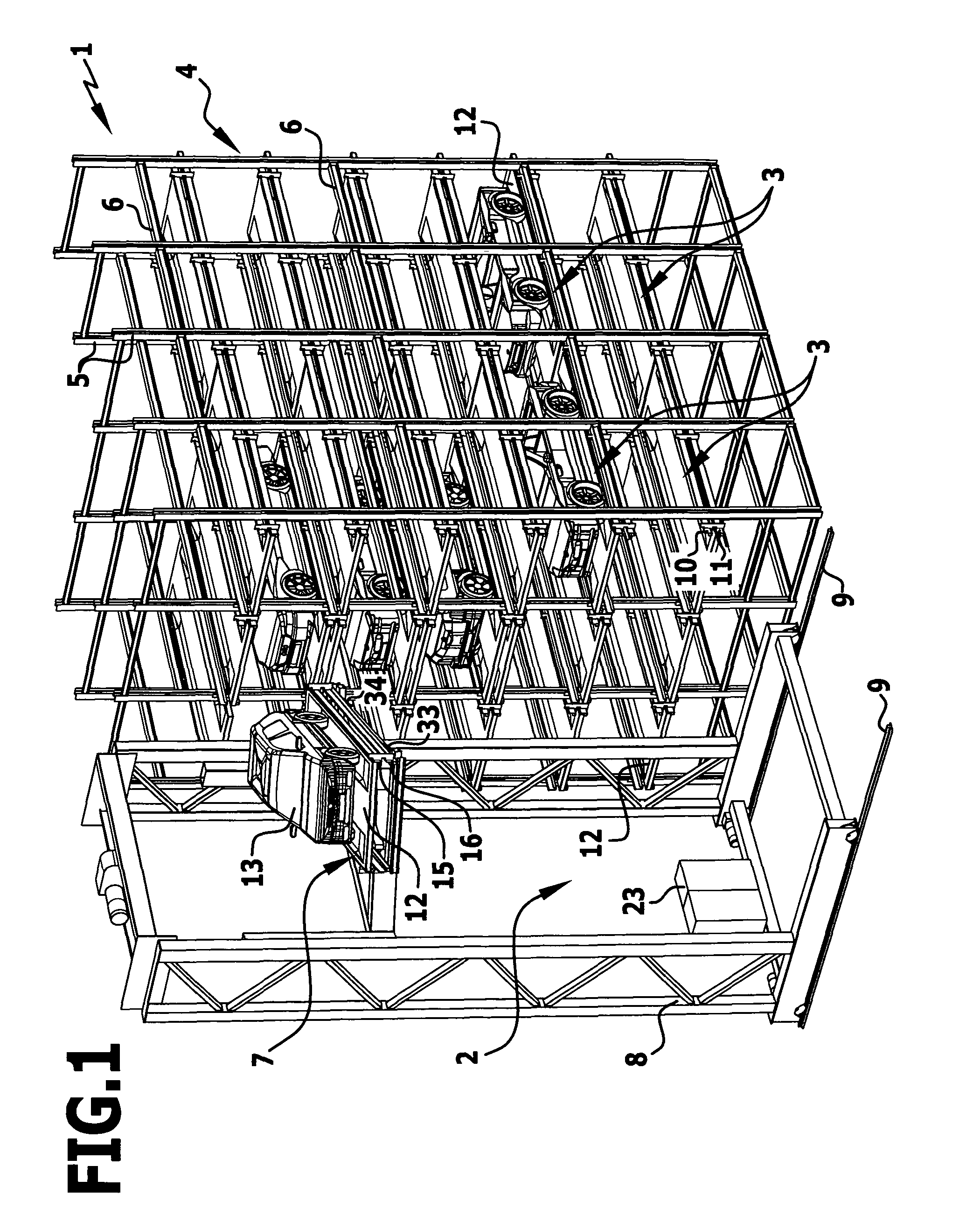 Parking facility for motor vehicles and method of operating same