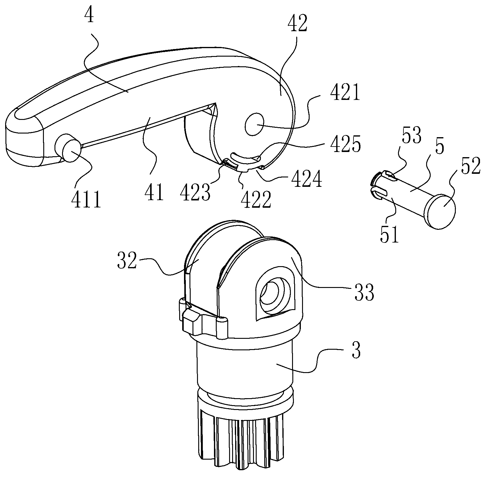 Foldable handle assembly, and valve and middle-sized bulk container provided with same