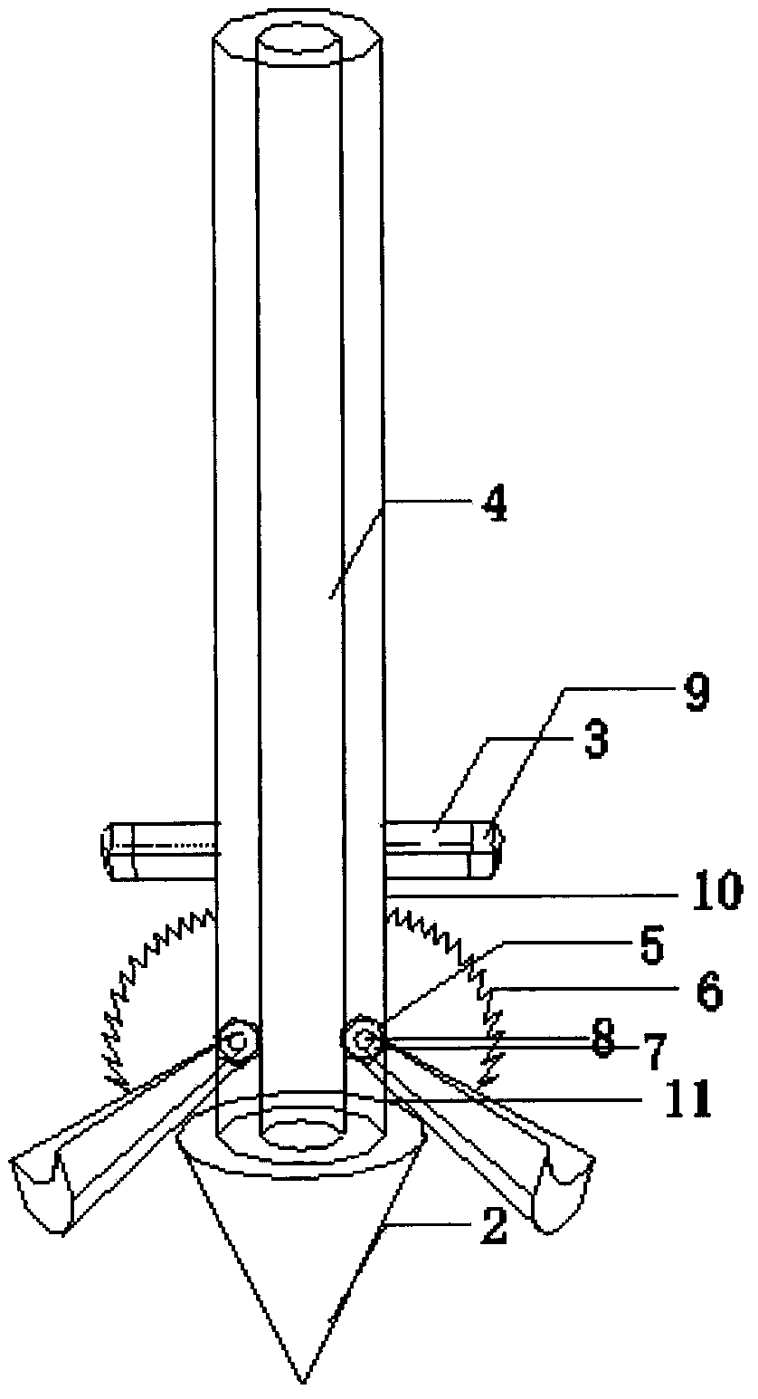 A steel pipe pile with hinged enlarged head