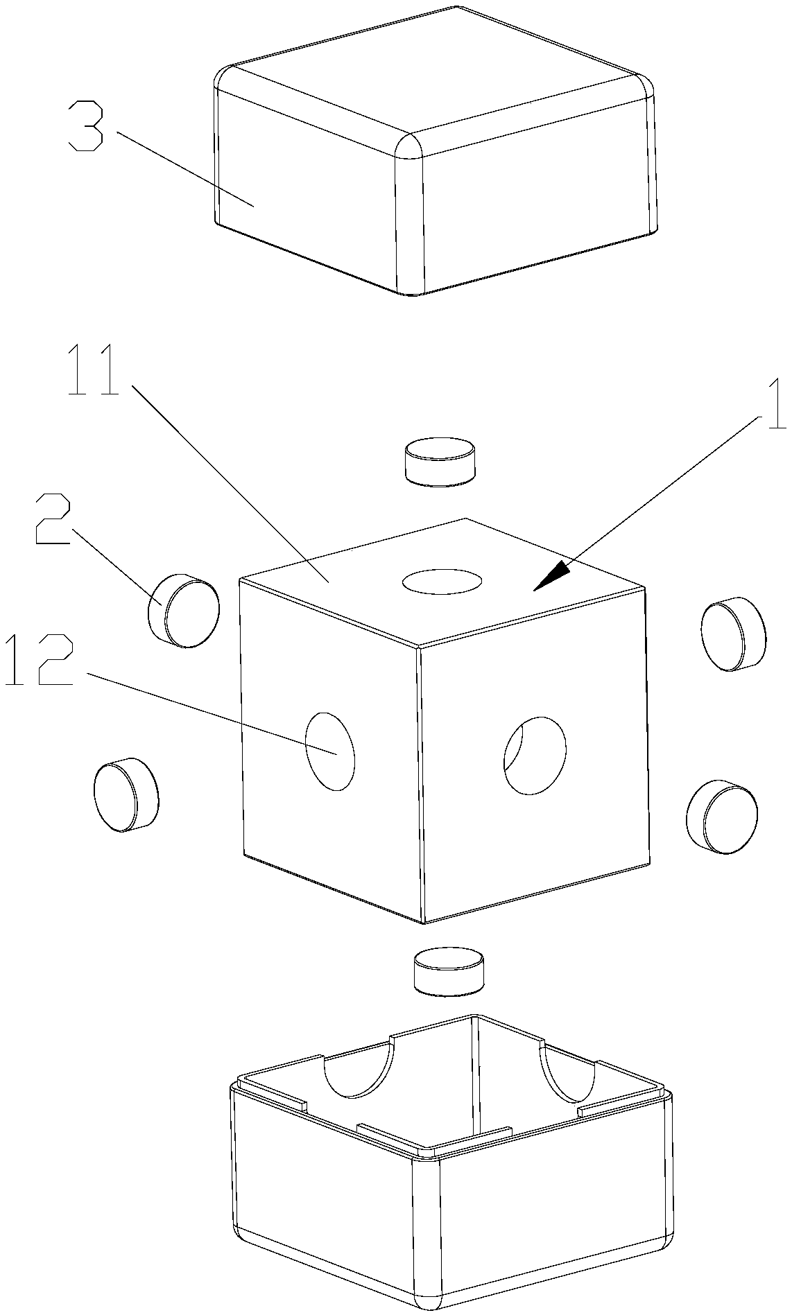 Wooden magnetic building block with plastic shell and manufacturing method thereof