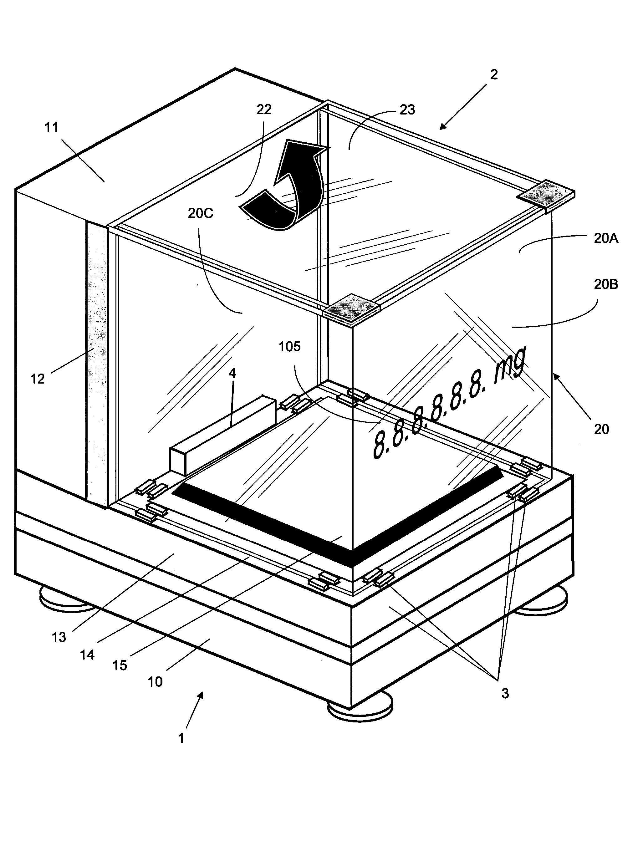 Balance with a draft protection device