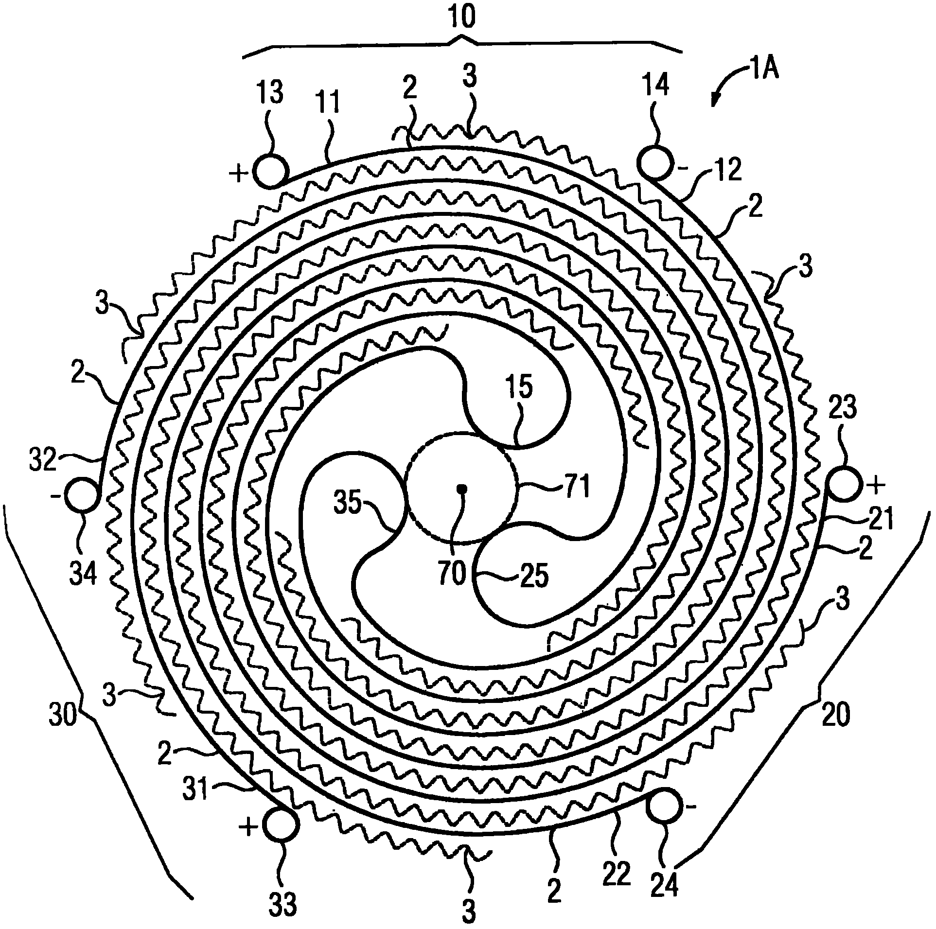 Conductor arrangement for a resistive switching element having at least two composite conductors made from superconducting conductor bands