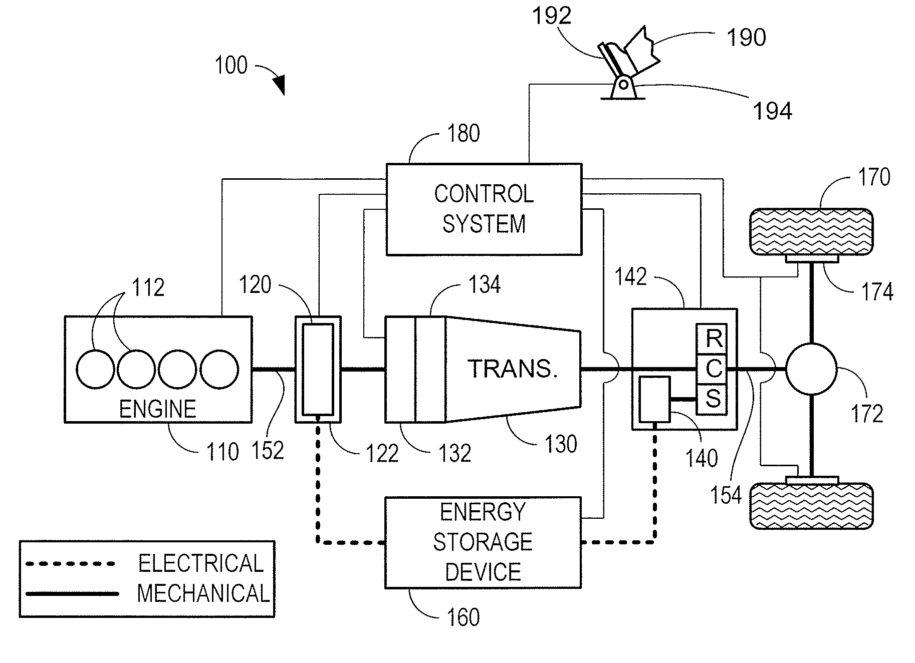 Negative driveline torque control incorporating transmission state selection for a hybrid vehicle