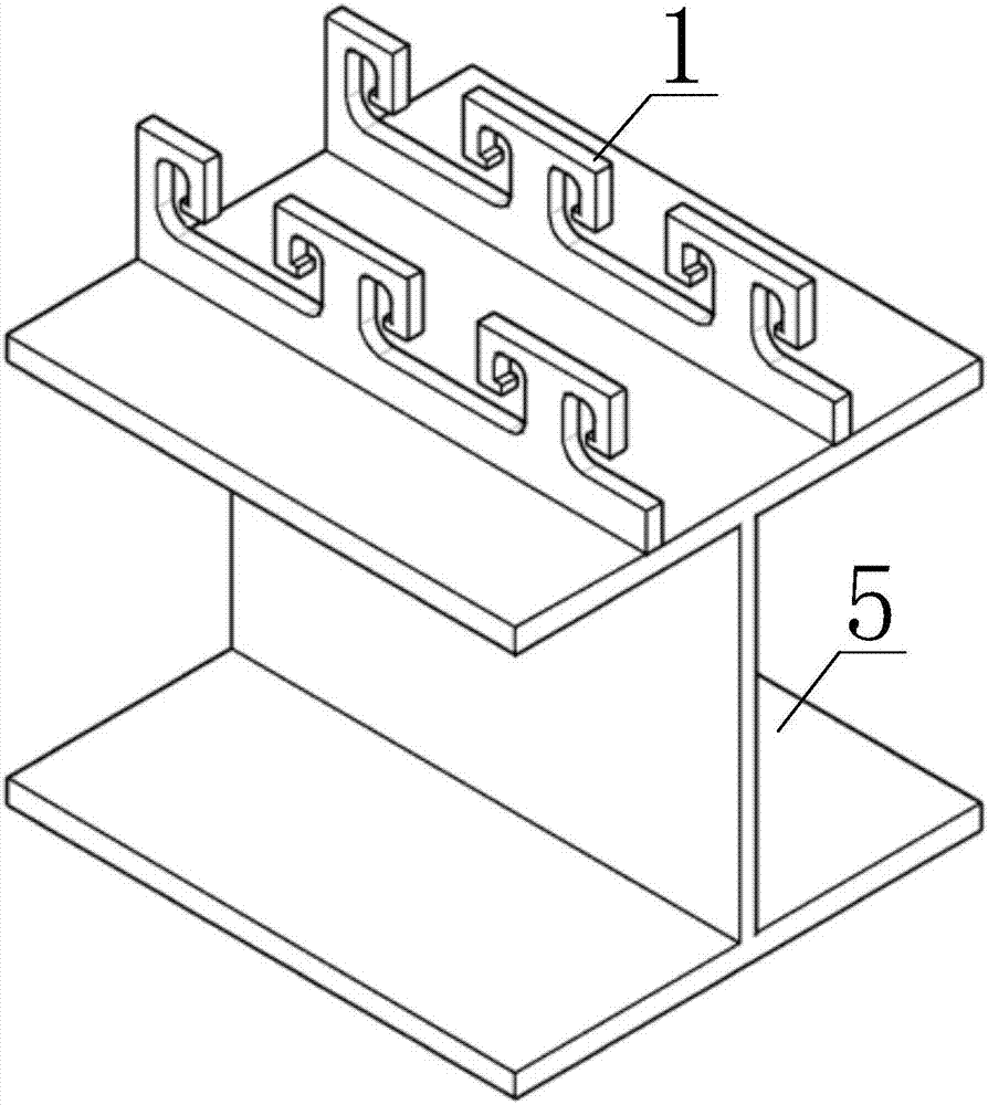 Connecting part of combined structure of steel and concrete and combining beam consisting of same