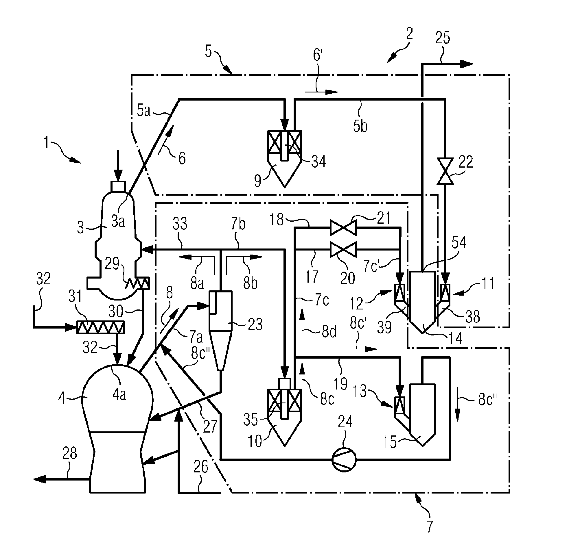 Process gas purification device for a melt reduction system for extracting pig iron