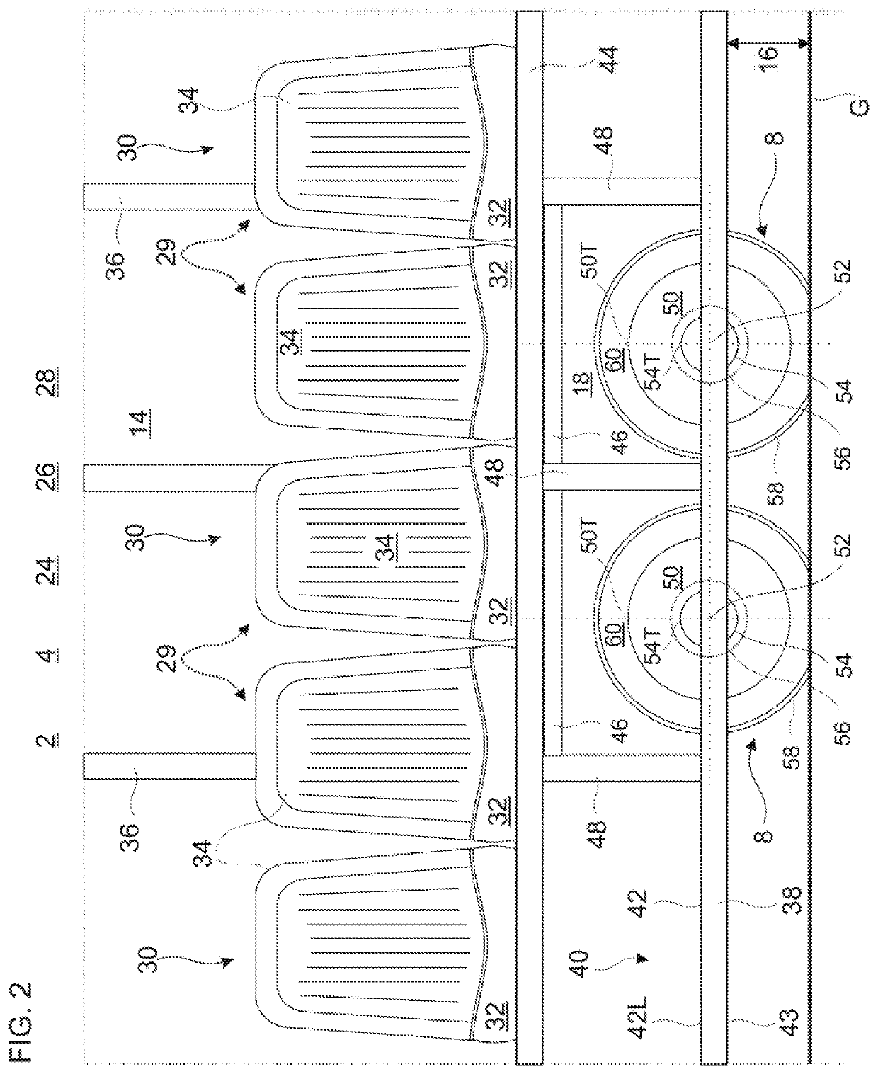 Electric bus with seats over driving wheels