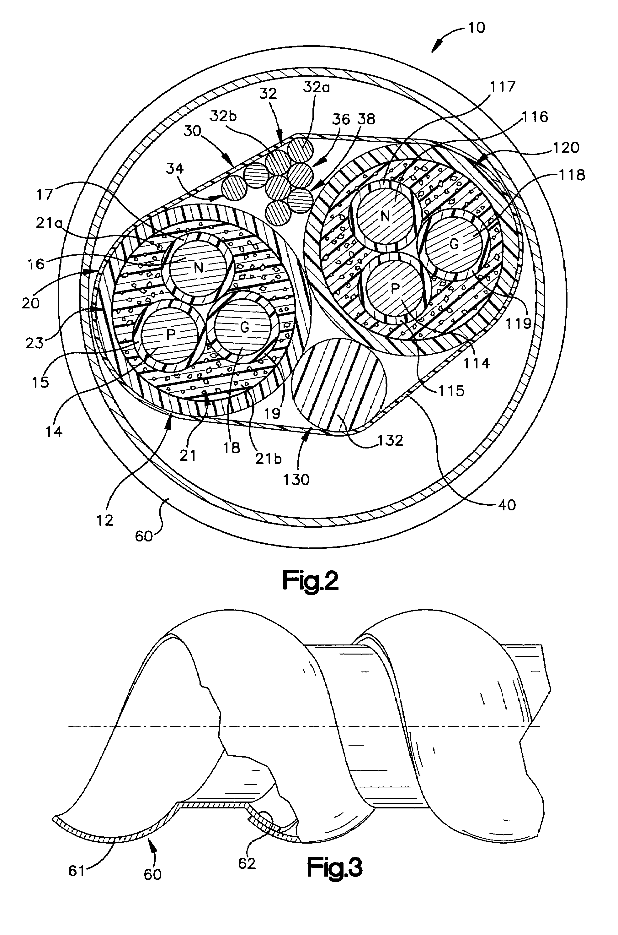 Insulated, high voltage power cable for use with low power signal conductors in conduit