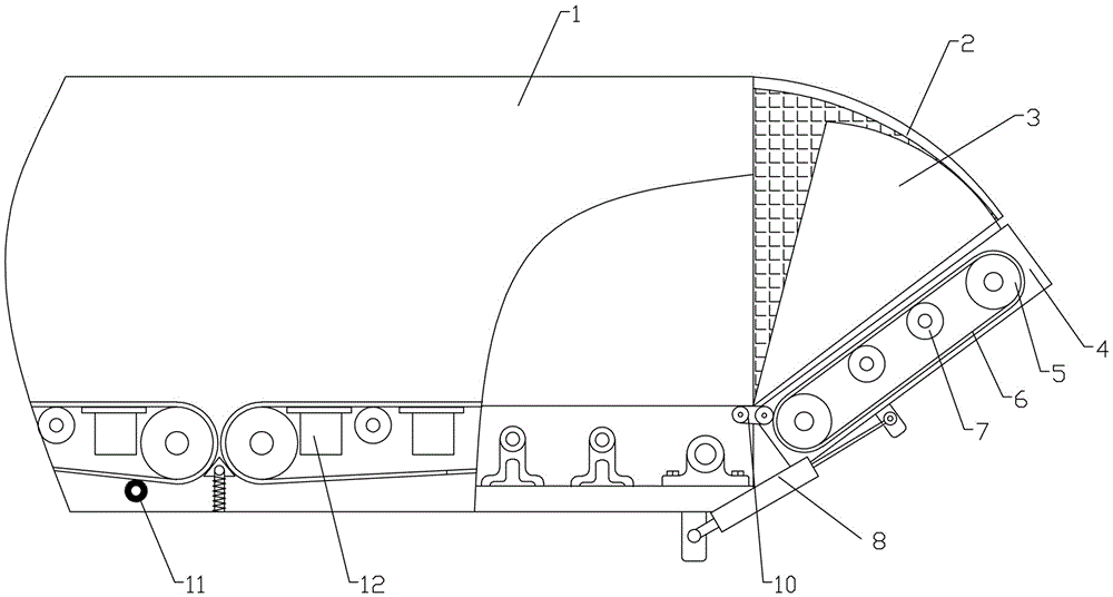 Inclined dumper door of freight carriage