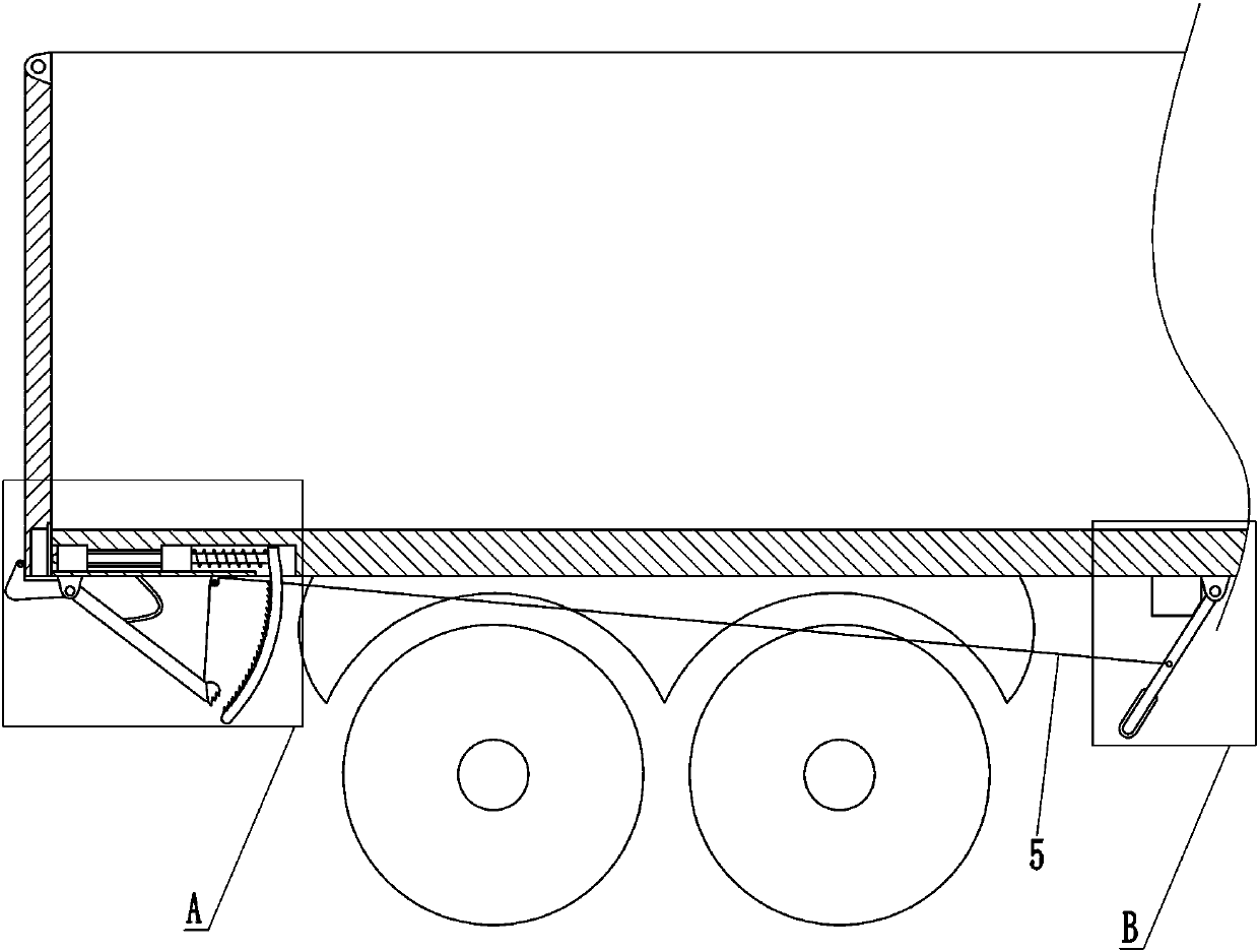 Upturning type rear plate long-distance safety locking device for mine car carriage