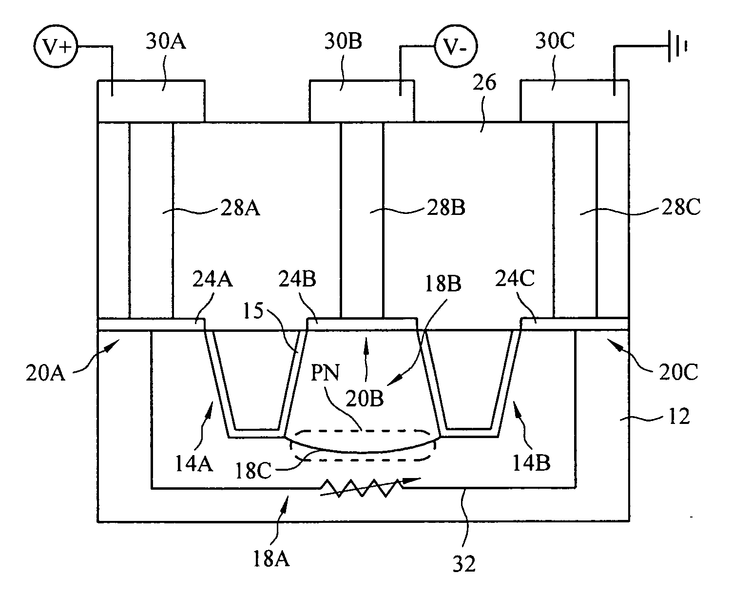 Controllable varactor within dummy substrate pattern