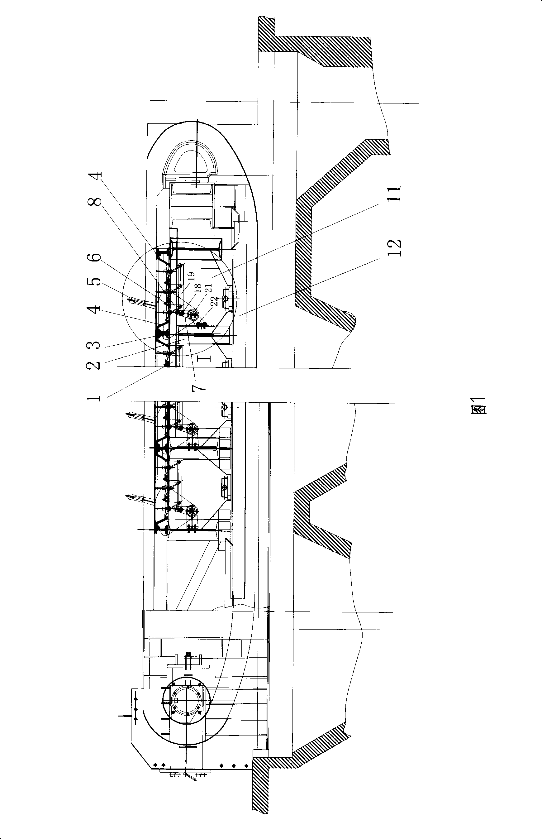 Large wind barn small air scoop crossbeam type chain-grate