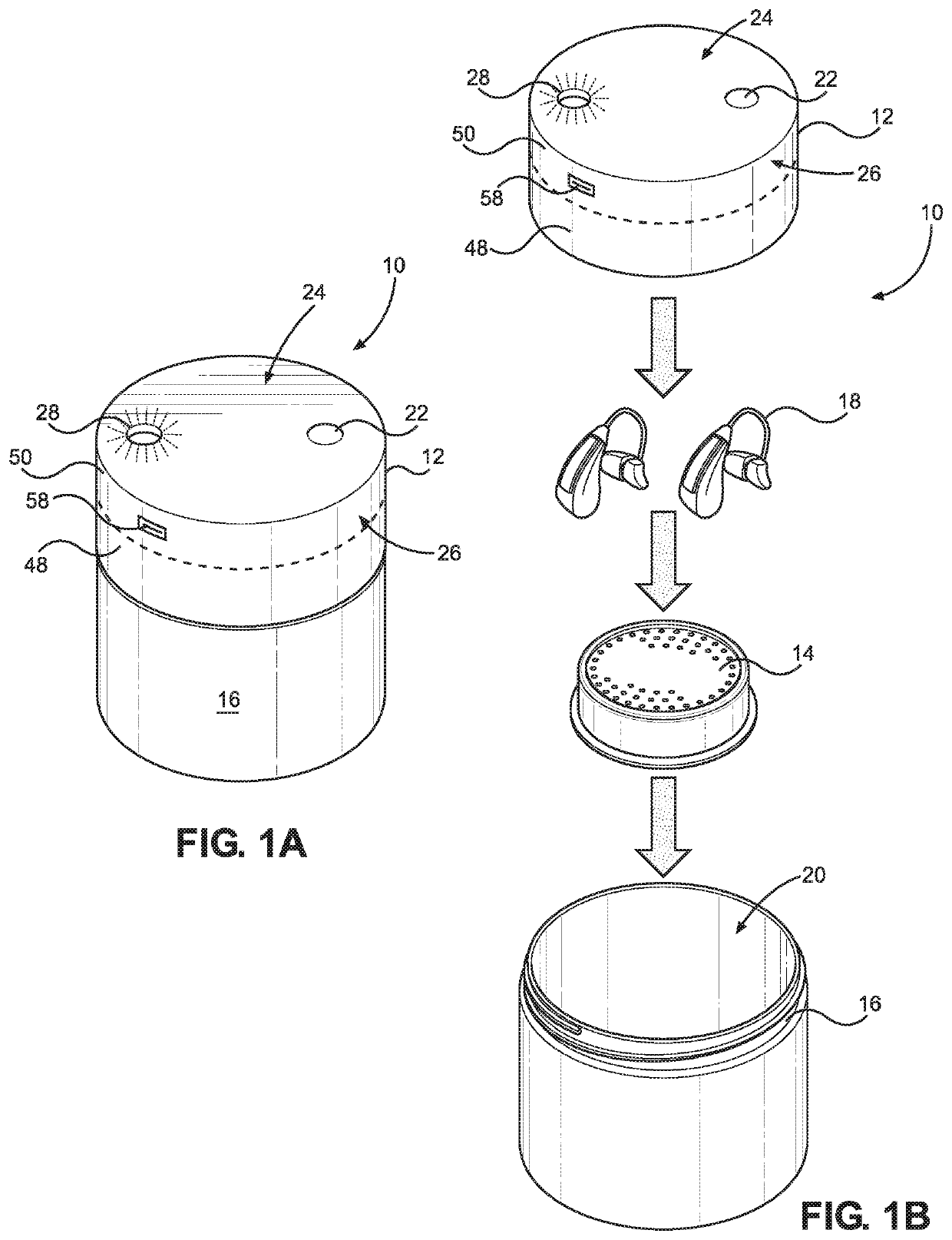 Hearing aid dryer and disinfection kit