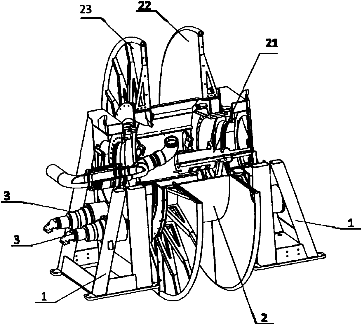 Winding device used for multiple flexible pipelines