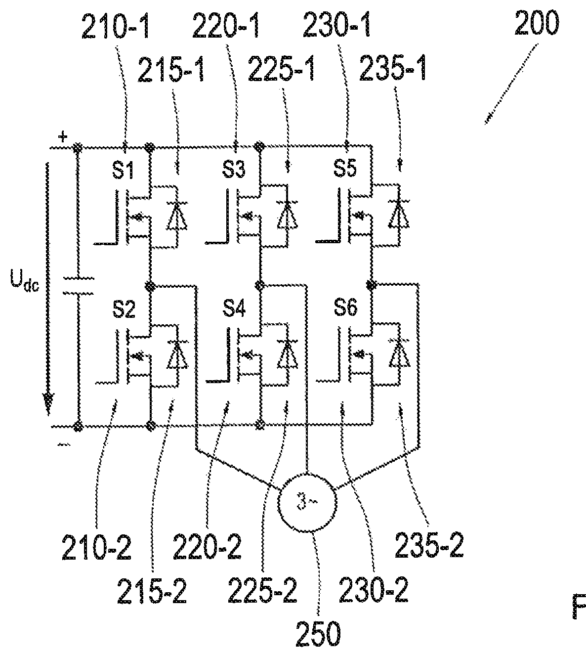 Processor, device, method and computer program to control an emergency operation of a multi-phase rotating field machine during interruption of a first phase current of a first phase of the rotating field machine