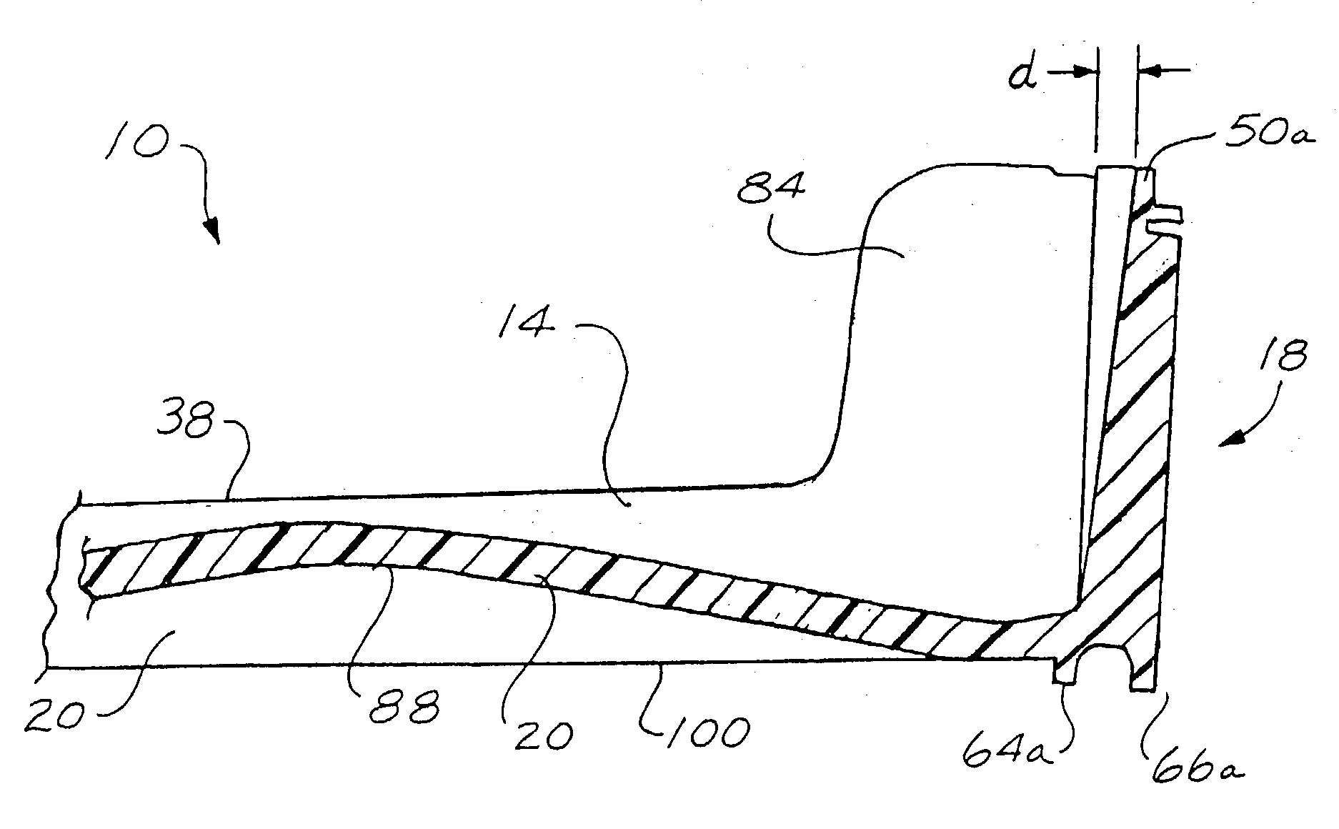 Stackable tray having prestressed sections