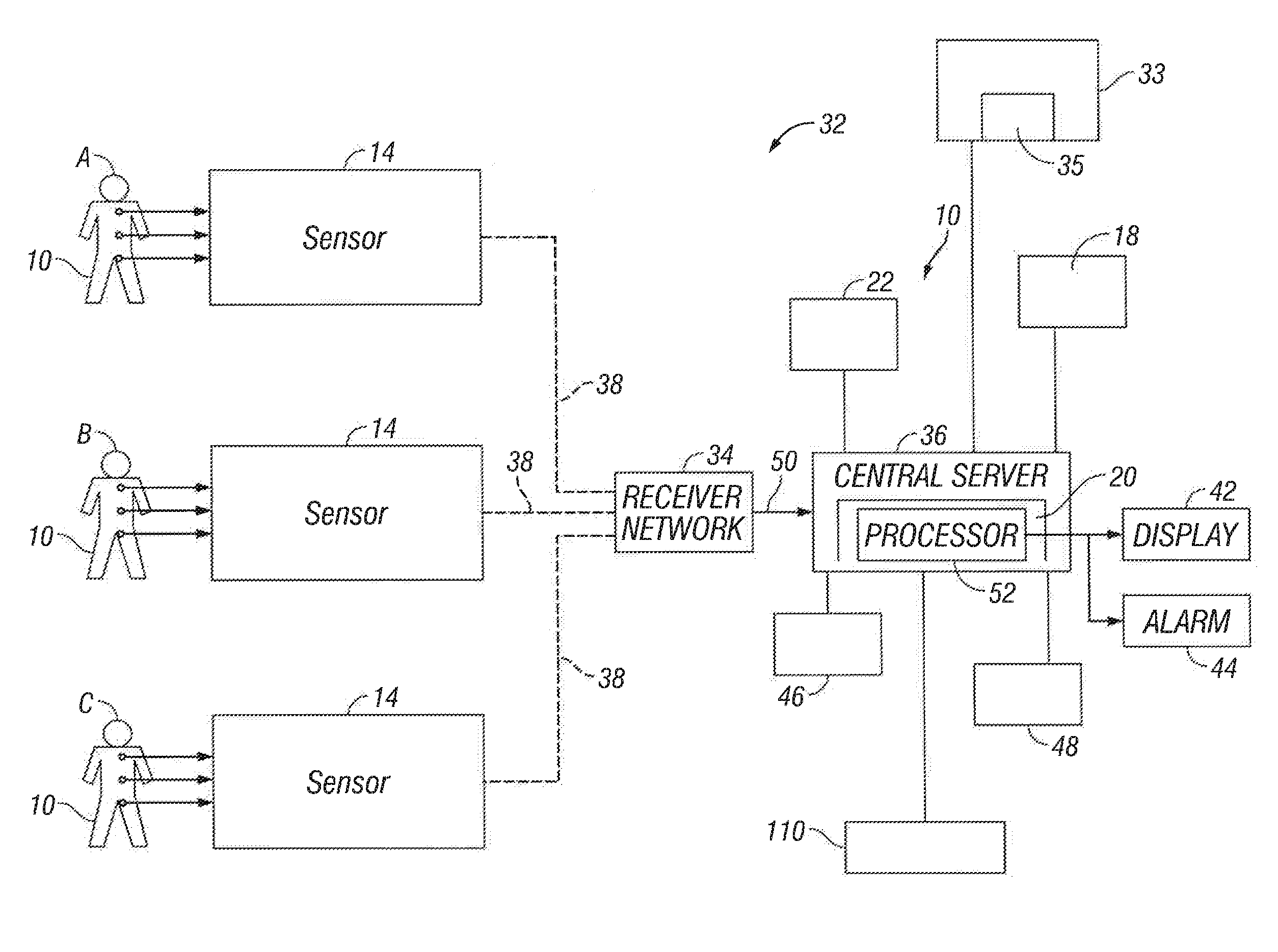 Monitoring system and device with sensors that are responsive to skin pigmentation