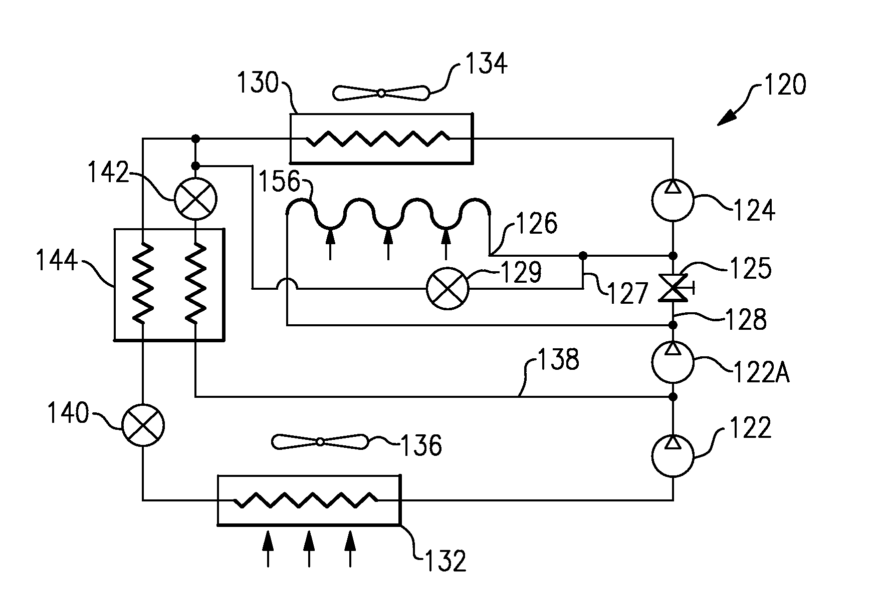 Refrigerant system with intercooler and liquid/vapor injection