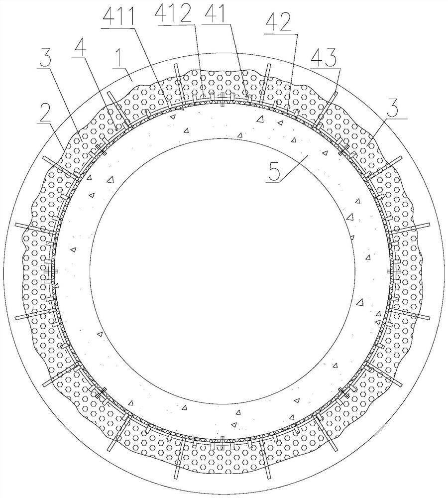 Mine vertical shaft composite shaft wall structure and construction method thereof