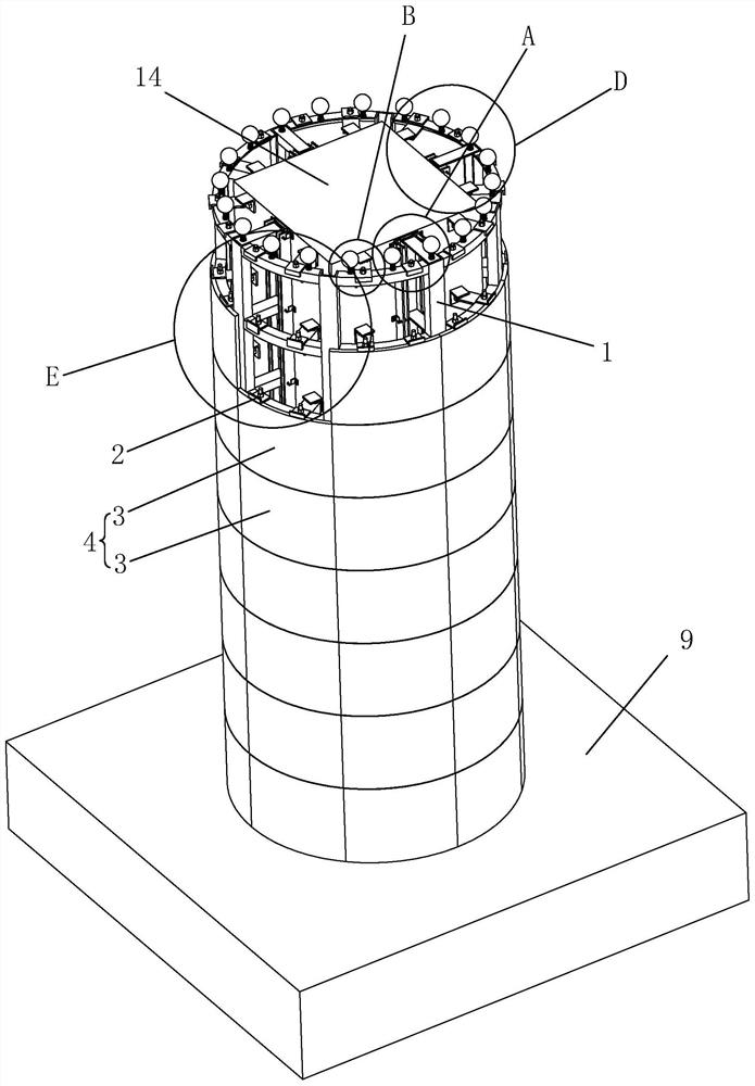 Dry-hanging decorative surface of a cylindrical stone