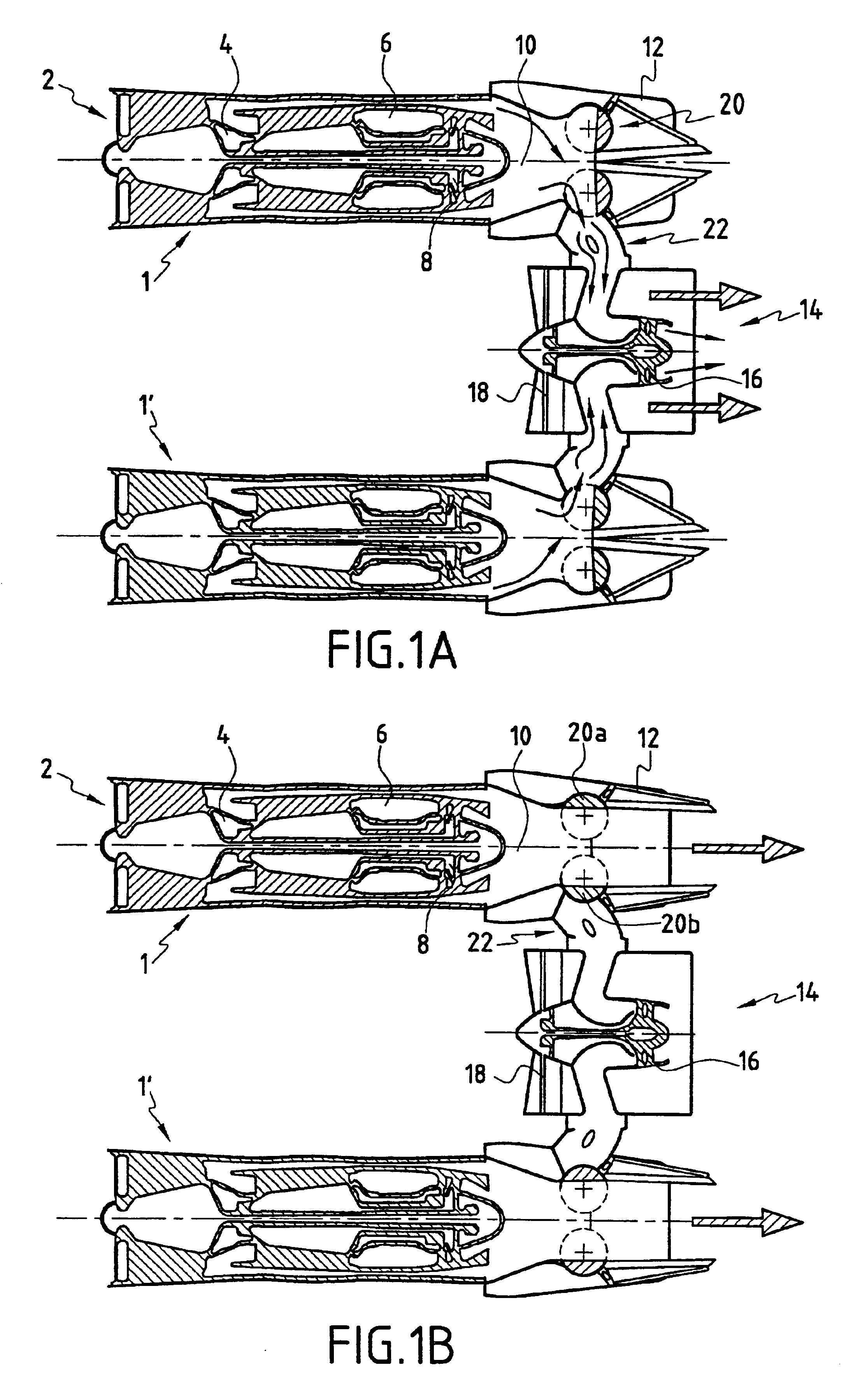 Variable cycle propulsion system with gas tapping for a supersonic airplane, and a method of operation