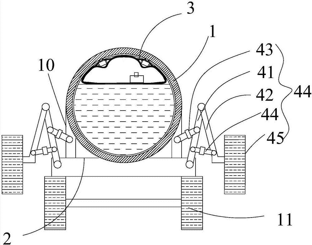 Motion air bag type tanker tilting prevention device and system