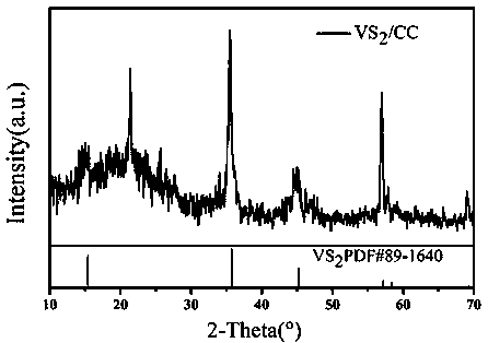 Three-dimensional (3D) multi-stage structure VS2 hydrogen evolution electrocatalyst and preparation method thereof