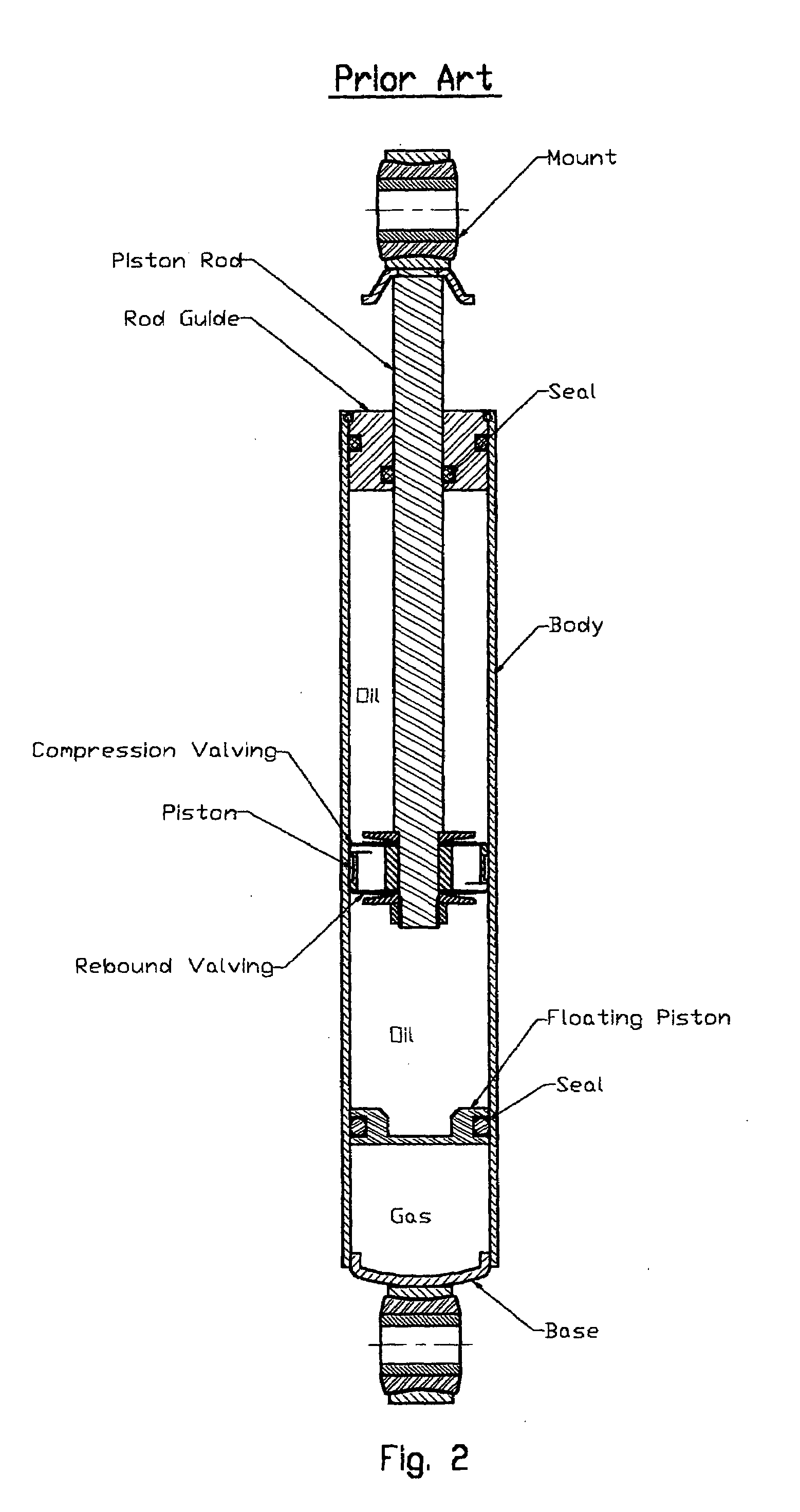 Non-pressurized monotube shock absorber