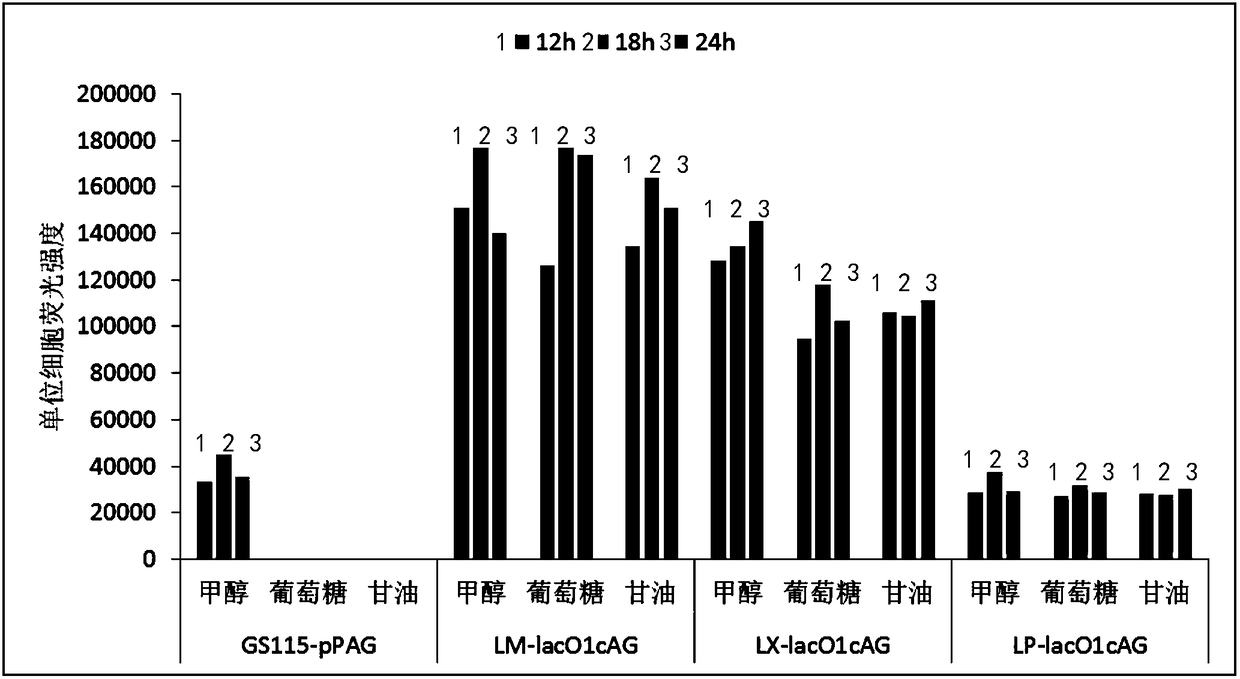 Pichia yeast expression system without carbon source repression, and establishing method and applications